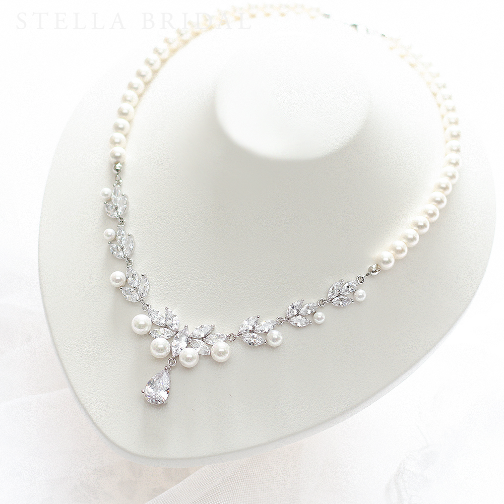 受注生産品 キュービックジルコニア ウェディングジュエリー セレスティア ペルル ネックレス Stella Bridal オシャレ花嫁さま御用達 ウェディングアクセサリーショップ ステラブライダル 受注生産品 キュービックジルコニア ウェディングジュエリー セレスティア ペルル ネックレス Stella Bridal オシャレ花嫁さま御用達 ウェディングアクセサリーショップ ステラブライダル