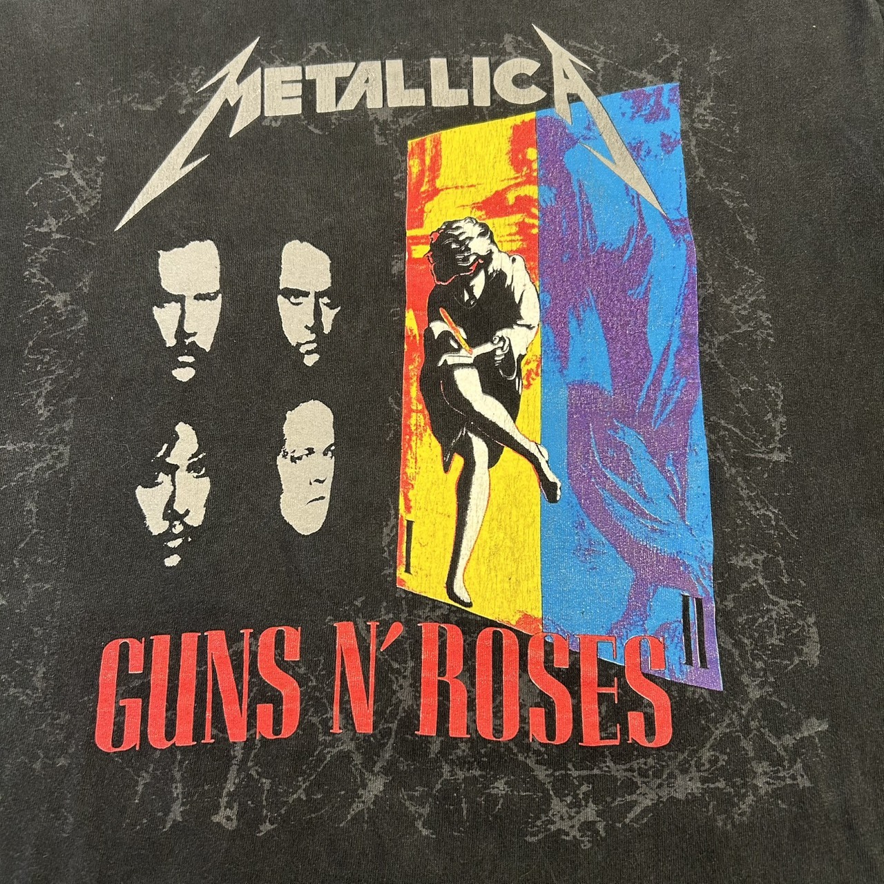 Metallica × Guns N' Roses パロディグラフィック バンドTシャツ L の画像 5