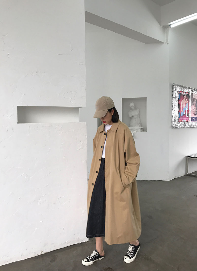 スプリングコート ゆるカジ ナチュラル シンプル ロングコート トレンチコート 春 アウター 韓国レディースファッションプチプラサイト Choupinet シュピネ