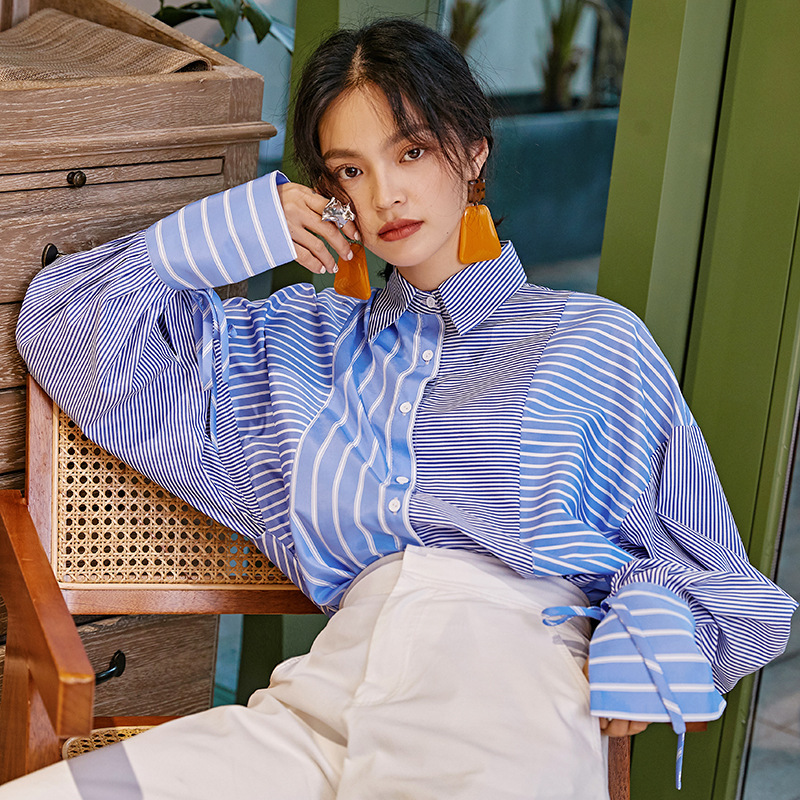 ストライプ ブラウス レディース 韓国 オルチャン ファッション 春服 レディース 春新作 トップス オルチャン 韓国 風 レディース
