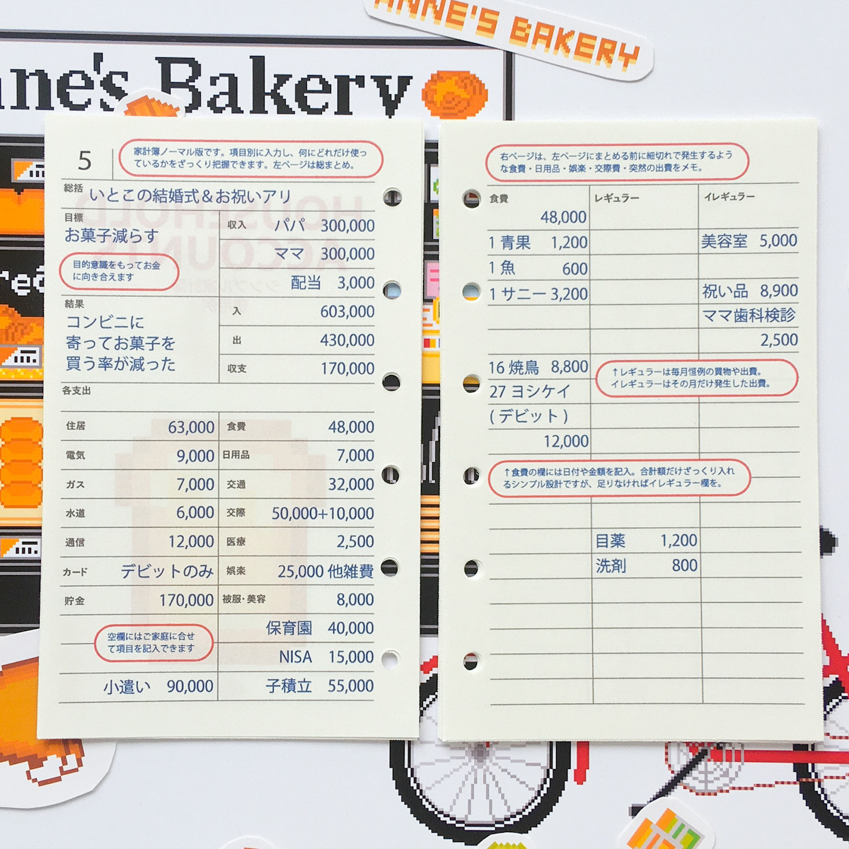 システム手帳ミニ6穴リフィル ジャニス シンプル家計簿 12か月分 Mell The Diner Pixelart Goods Shop In Base システム手帳ミニ6穴リフィル ジャニス シンプル家計簿 12か月分 Mell The Diner Pixelart Goods Shop In Base