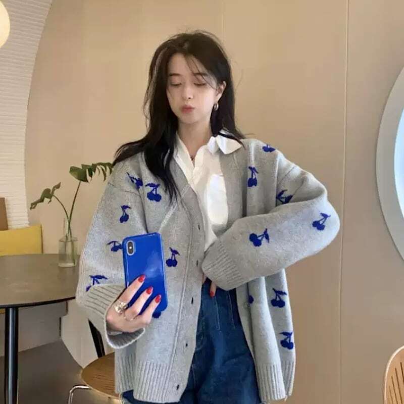 KANEKOISAO チェリーモチーフニットカーディガン le petaleチェリーハンド刺繍カーディガン le petale カーディガン