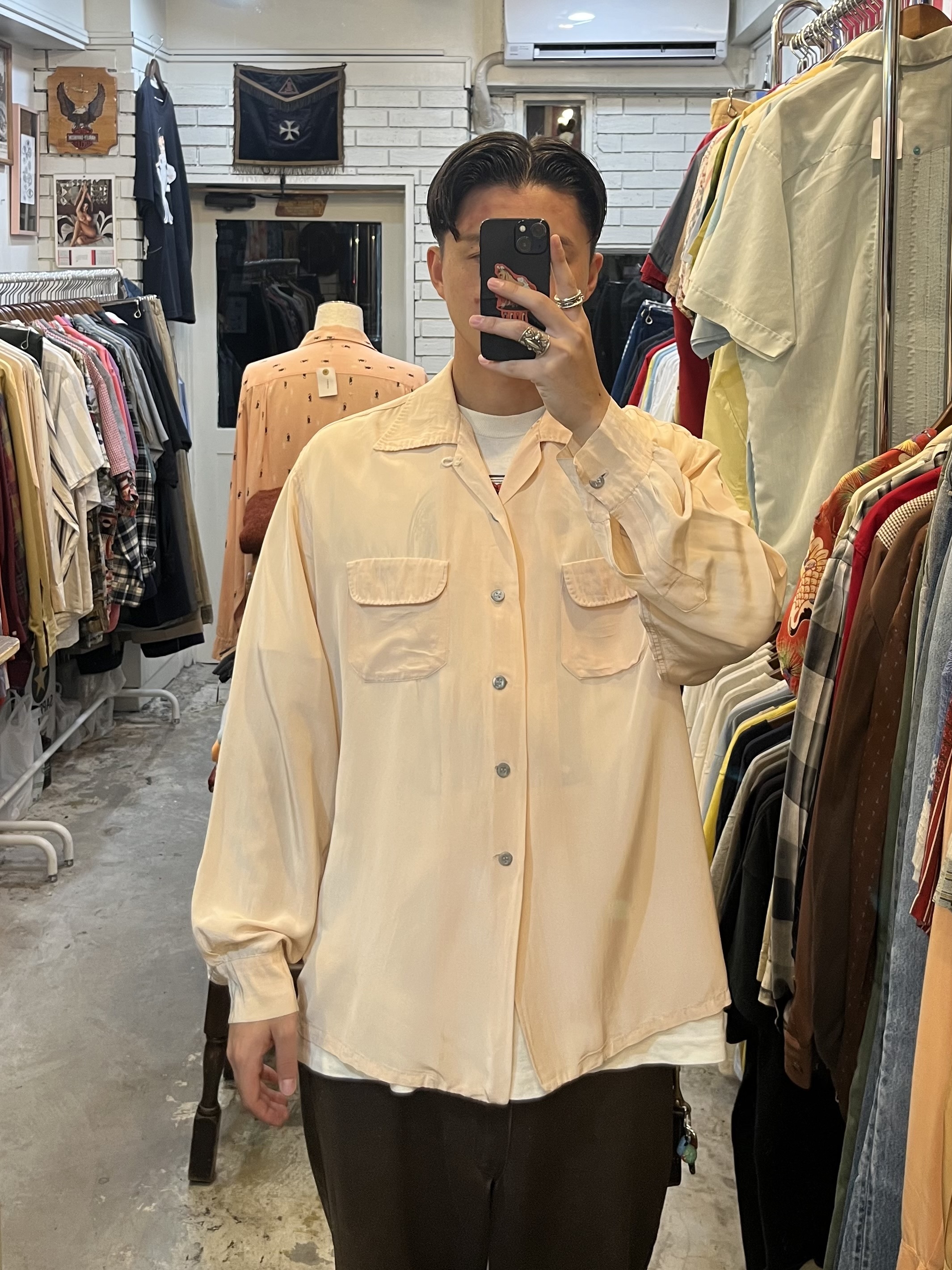 【ビッグサイズ】50’s Penny’s ナイロンシャツ ピンク XL の画像 3