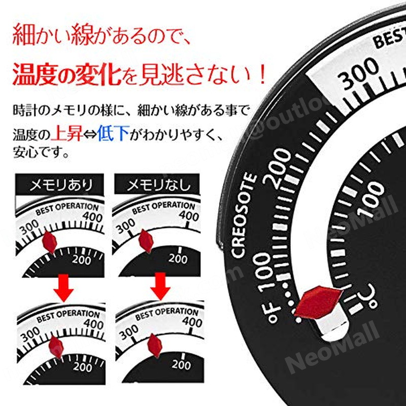 送料込み 薪ストーブ 温度計 0度 500度まで計測 暖炉 ストーブ コンロ グリル オーブン 焚火台 焚火 ピザ ピザ窯 キャンプ 釜 Apa 0 081 Neomall