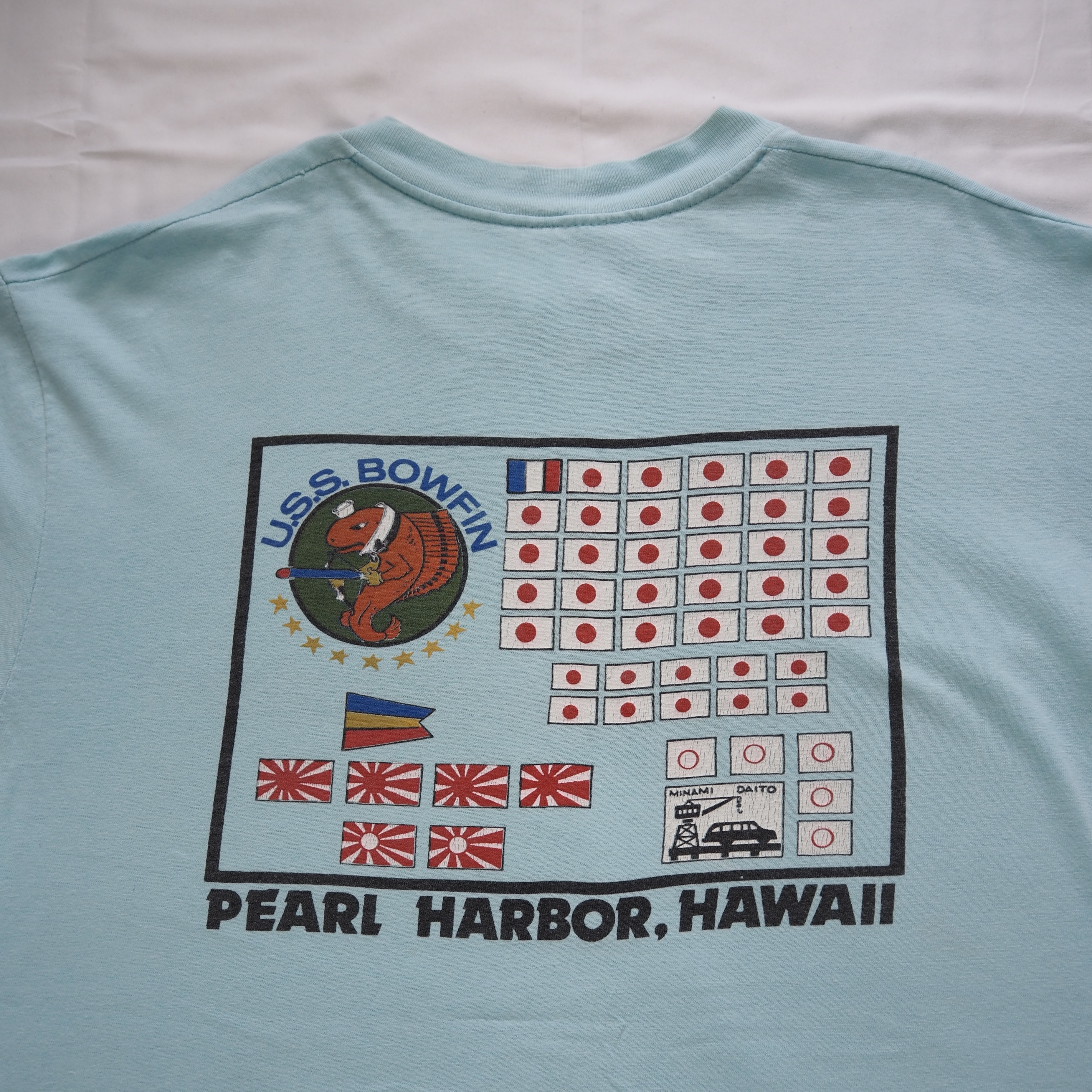 80’s-90’s Stedman ミリタリーTシャツ XL 真珠湾 両面プリント の画像 4