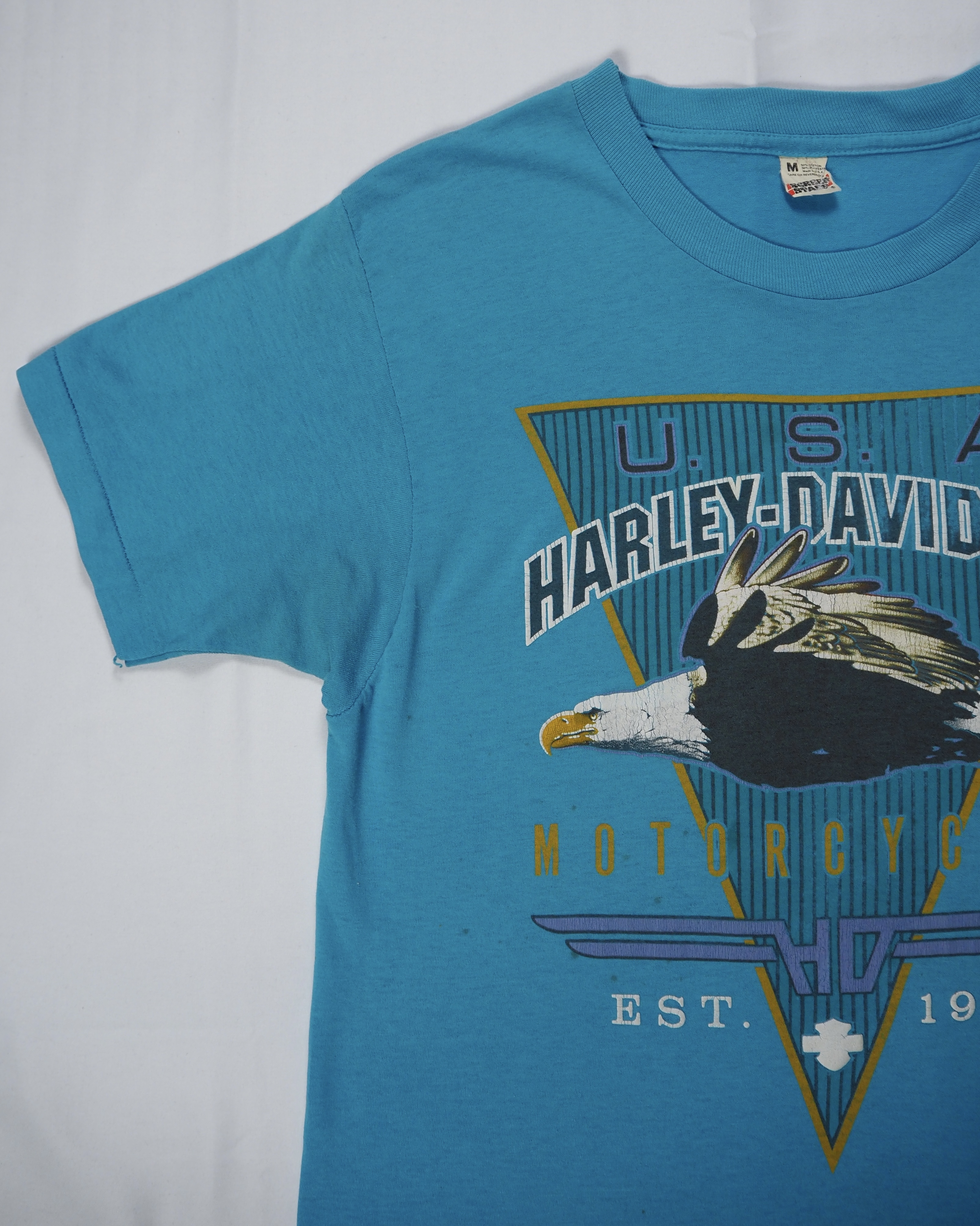 80’s Harley Davidson Tシャツ 水色 Mサイズ の画像 5