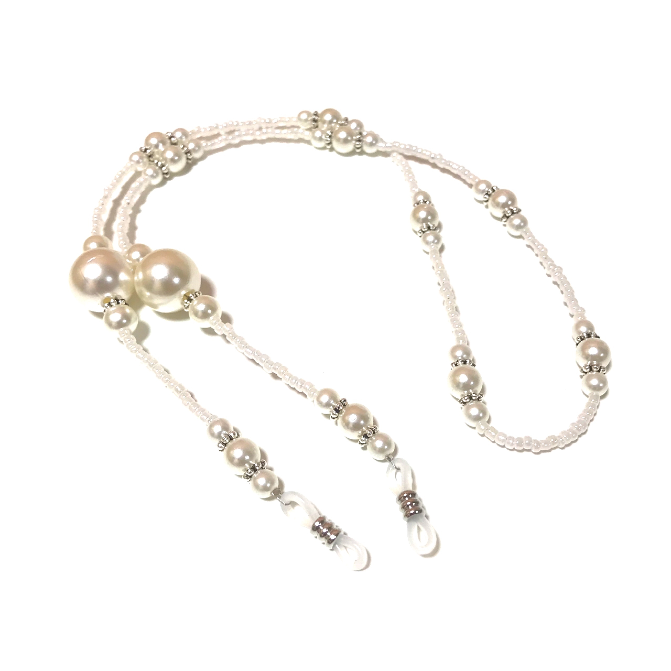 グラスコード メガネチェーン ガラスビーズ ホワイト Imapre