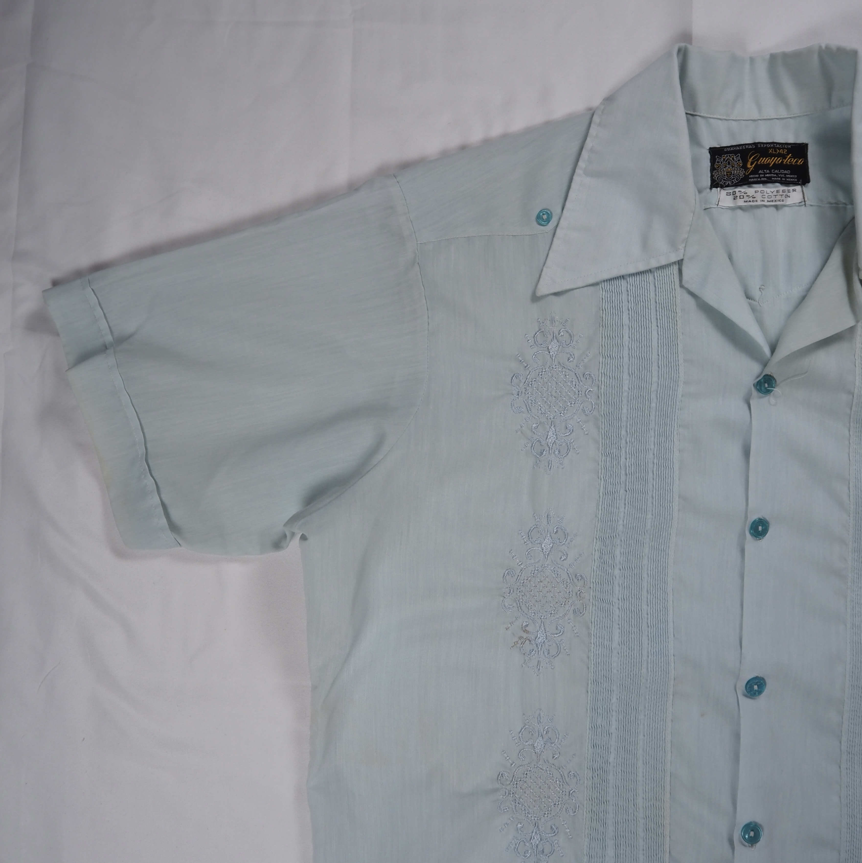 80’s キューバシャツ 水色 XL の画像 5