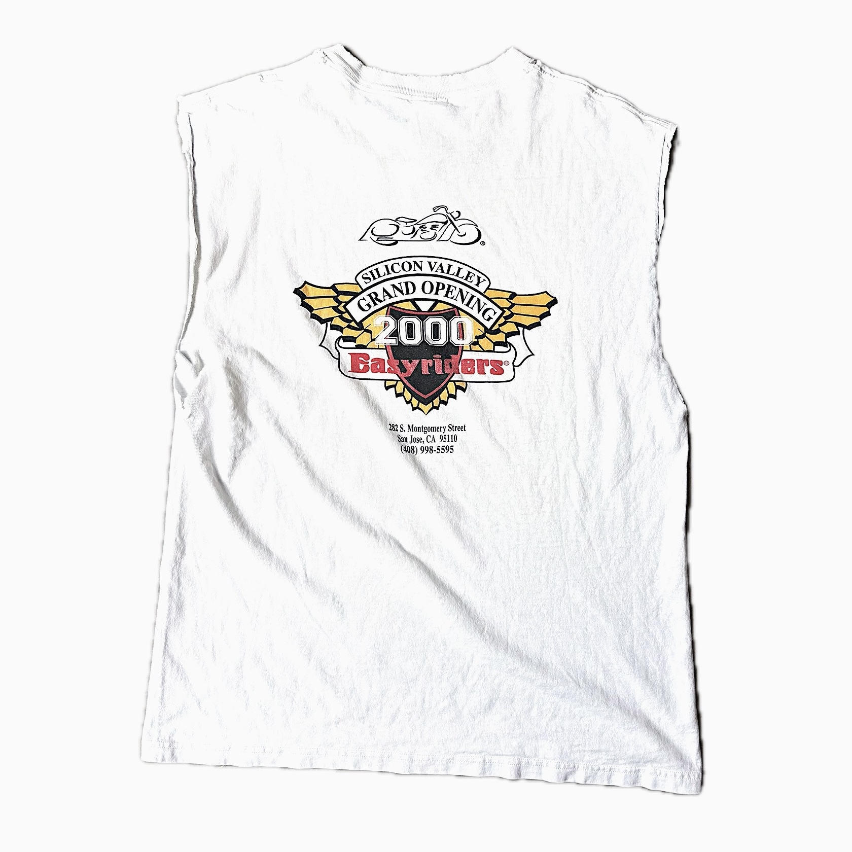 Y2K【FRUIT OF THE LOOM】"Easyriders" Grunge Cut Off T-shirt の画像 2