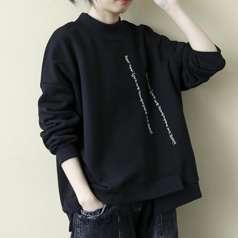 トップス トレーナー スウェット 袖あり 長袖 ハイネック 襟なし かわいい 大人可愛い シンプル