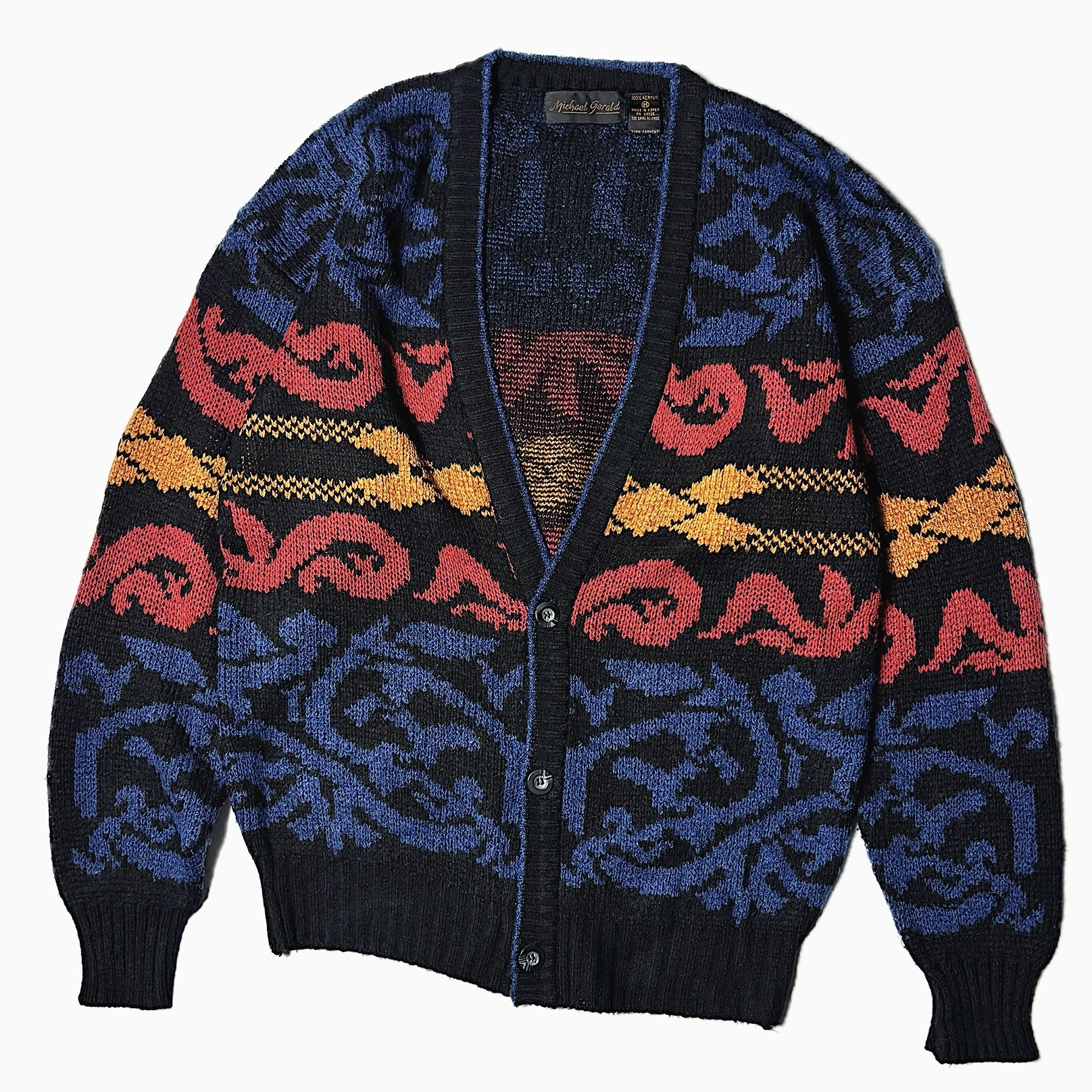 Vintage 90's【Michael Gerald】Pattered Knit Cardigan
