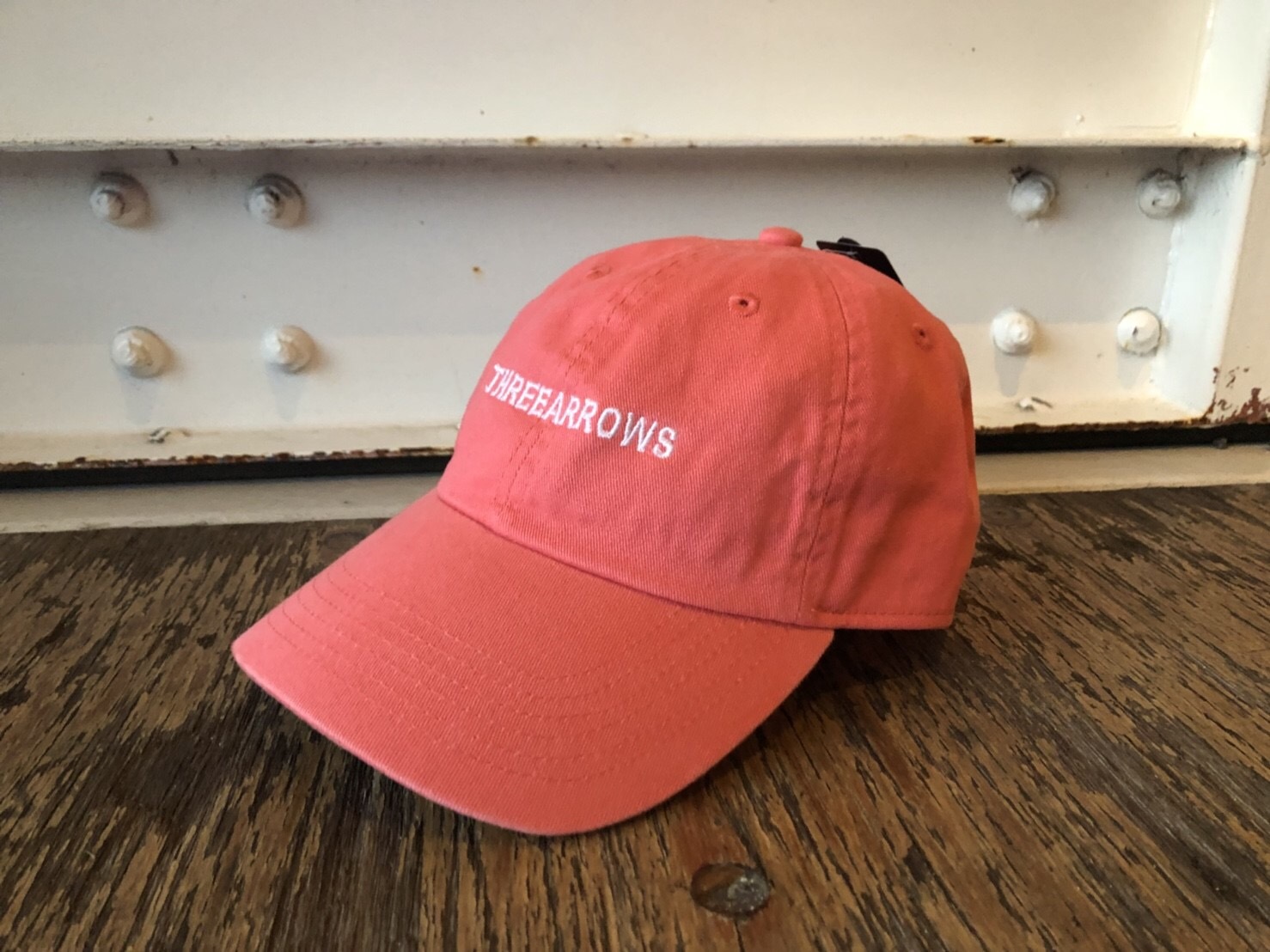 threearrows刺繍cap salmon pink threearrows