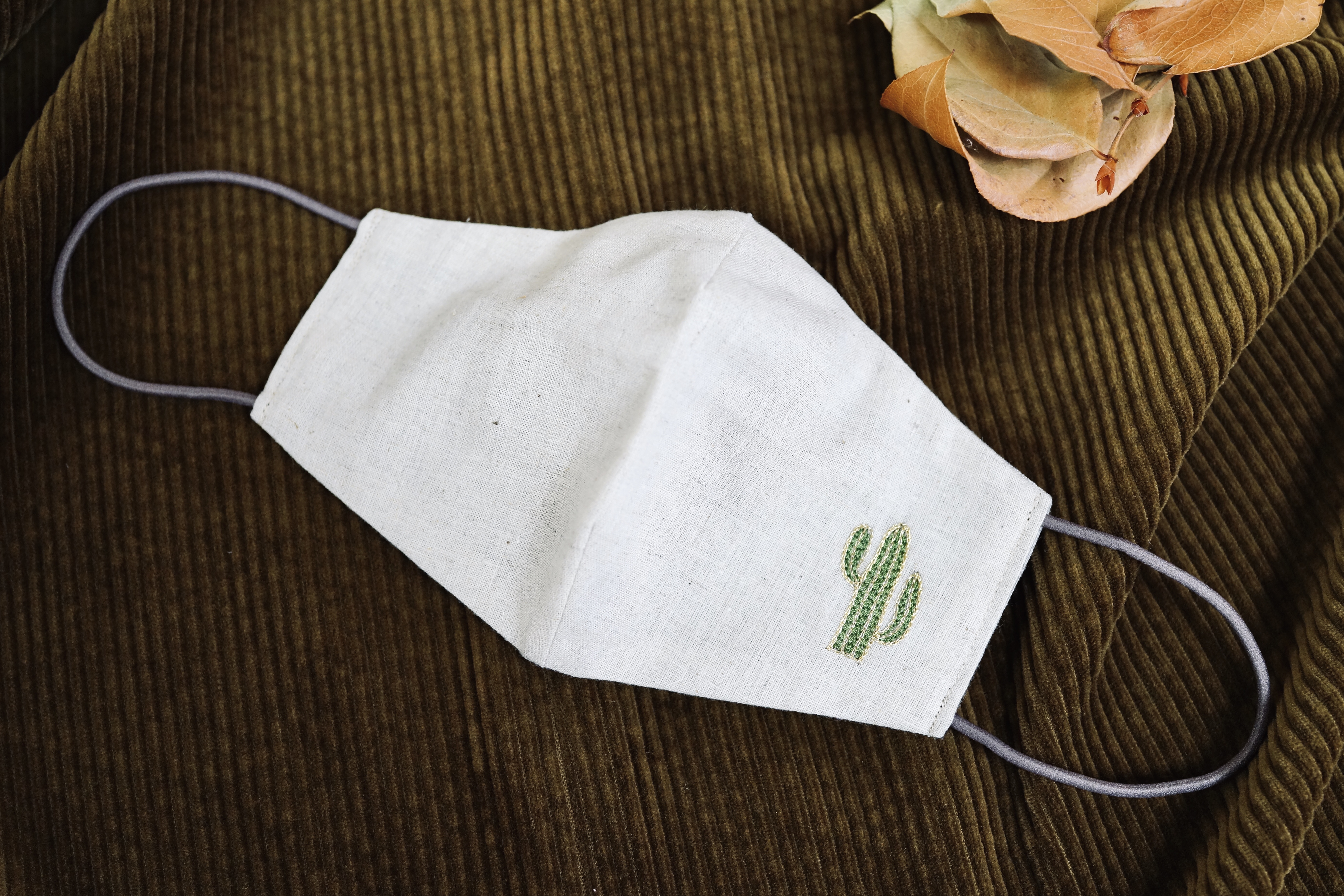 【刺繍マスク/ワイヤー】 "Cactus✴︎Beige"