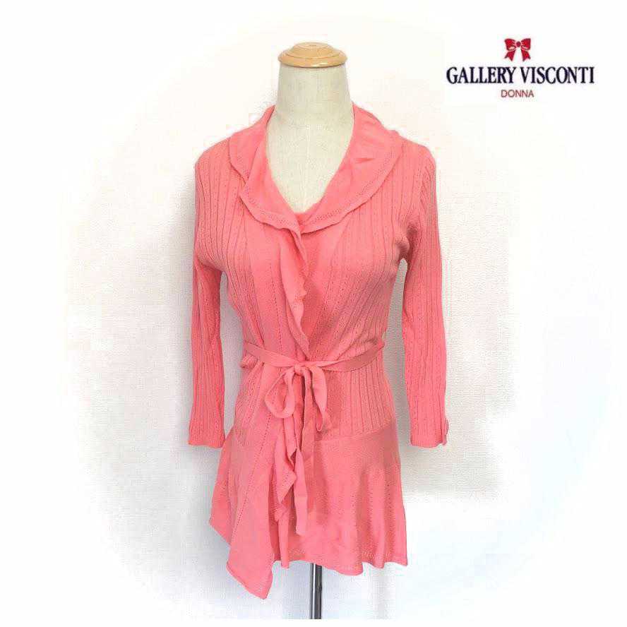 ギャラリービスコンティ 新品 ラッフルフリル襟 ニットカーディガン ピンク M ビスコンティ2 大人かわいい服 Gold Smith ギャラリービスコンティ 新品 ラッフルフリル襟 ニットカーディガン ピンク M ビスコンティ2 大人かわいい服 Gold Smith
