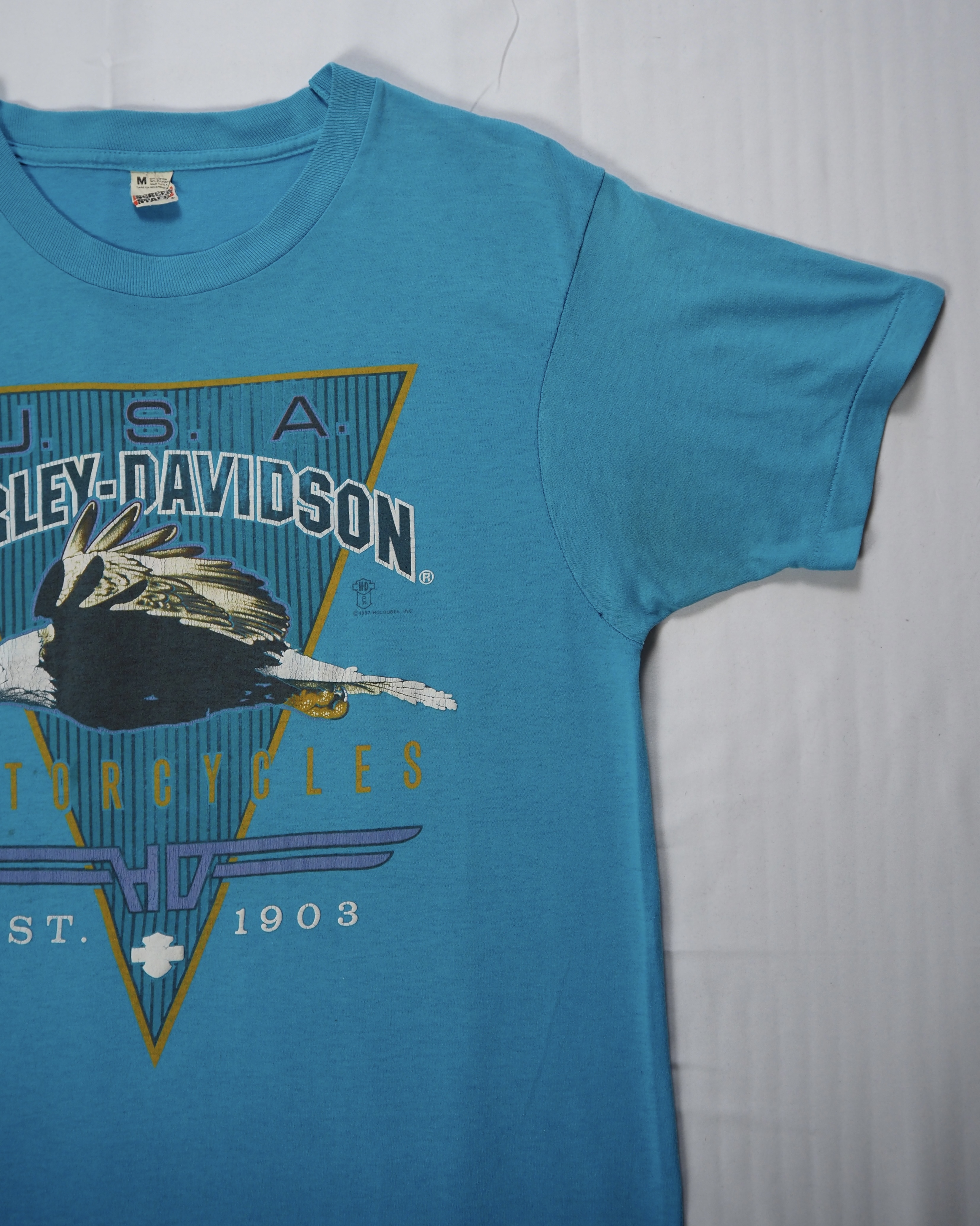 80’s Harley Davidson Tシャツ 水色 Mサイズ の画像 6