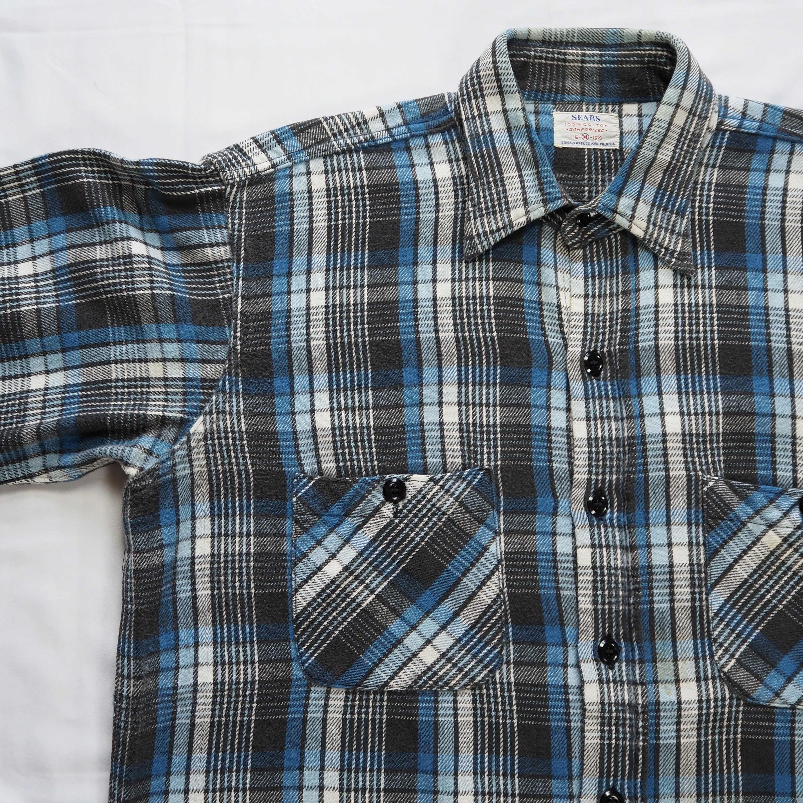 50’s Sears マチ付きヘヴィフランネルシャツ の画像 6