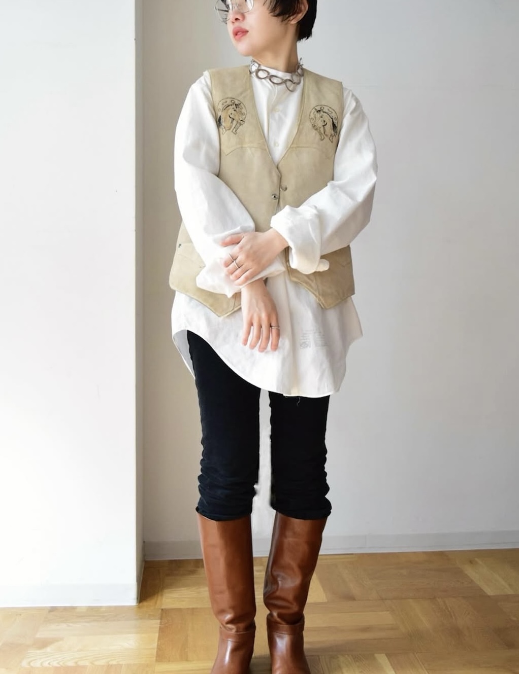 Western suede vest の画像 5