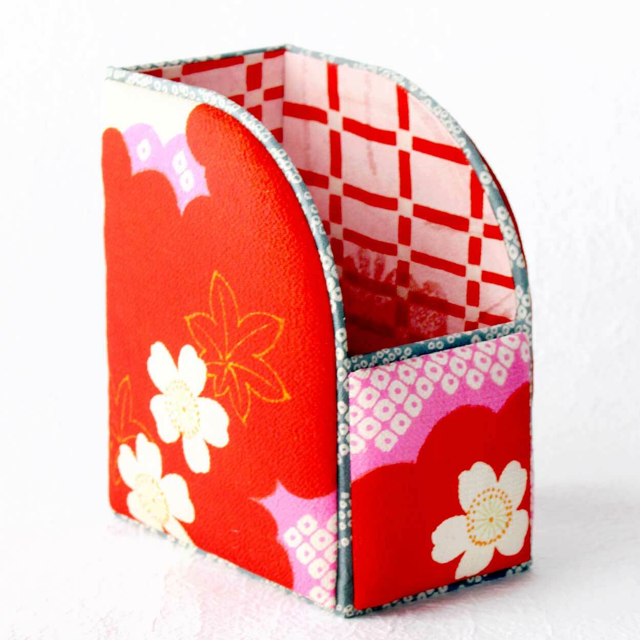 和風インテリア雑貨 ファイルBOX 赤 桜文様 kimono style interior ayahime