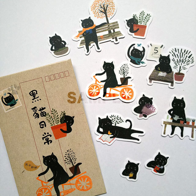 猫 防水シール（黒猫日常） 猫式×台灣 台湾雑貨 猫雑貨の通販サイト