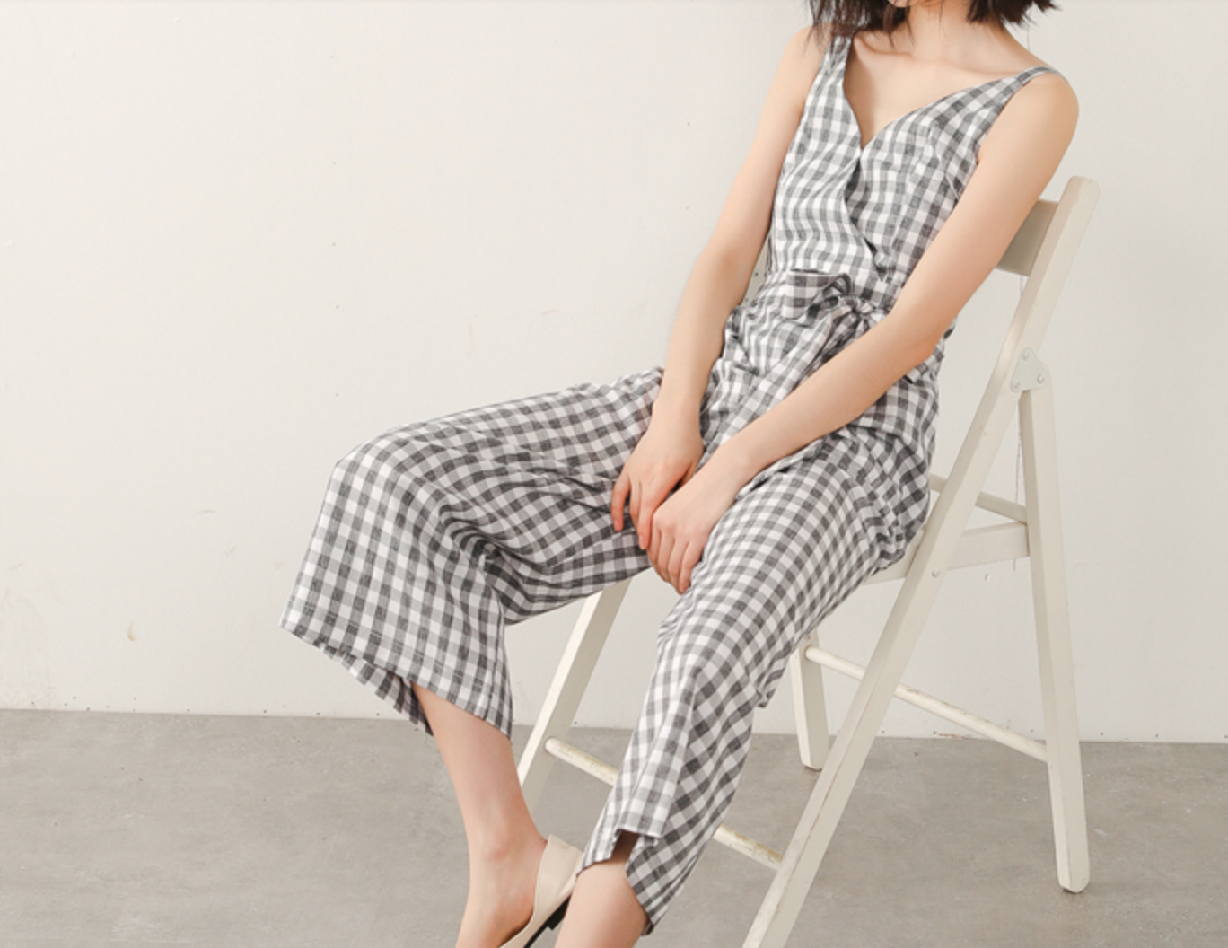 ギンガムチェック ワンピース オールインワン カジュアル ロンパース ツナギ 506 Sweetly