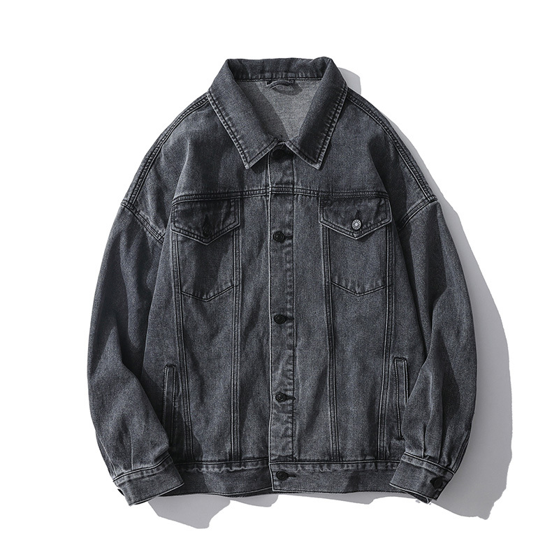 ウォッシュ加工 デニム ジャケット グレー M L Xl 2xl ストリートファッション 韓国ファッション 男女兼用 秋冬 トレンド オーバーサイズ 原宿 Downtown ストリート系ファッション通販