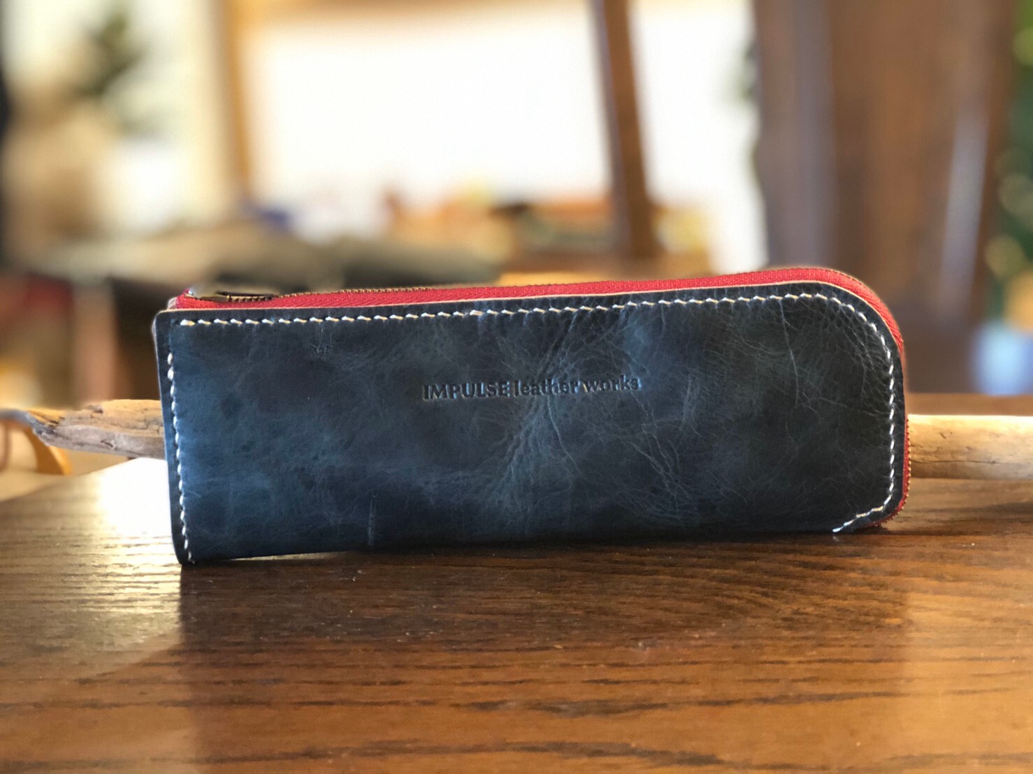 スタンド型ペンケース ダークグリーン インパルス レザーワークス