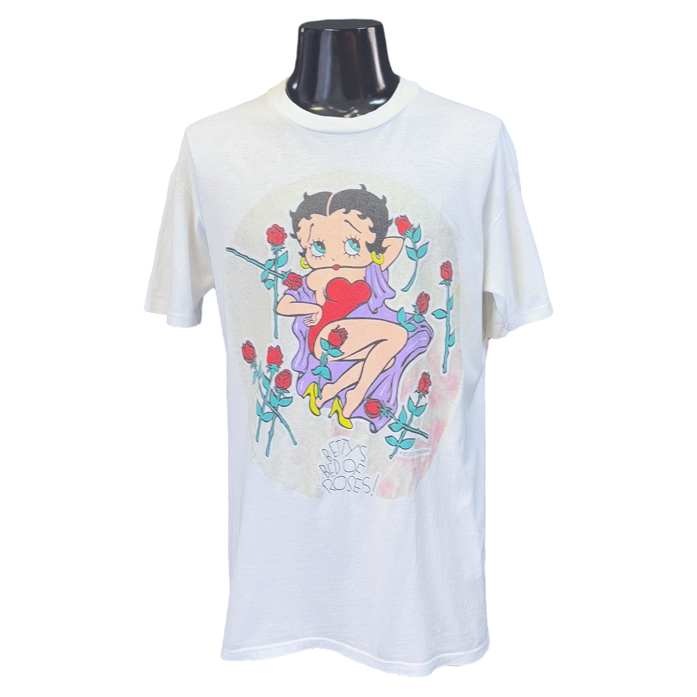 【BETTY BOOP】ベティブープ BETTY’S BED OF ROSES! 90s Vintage Tシャツ XL相当