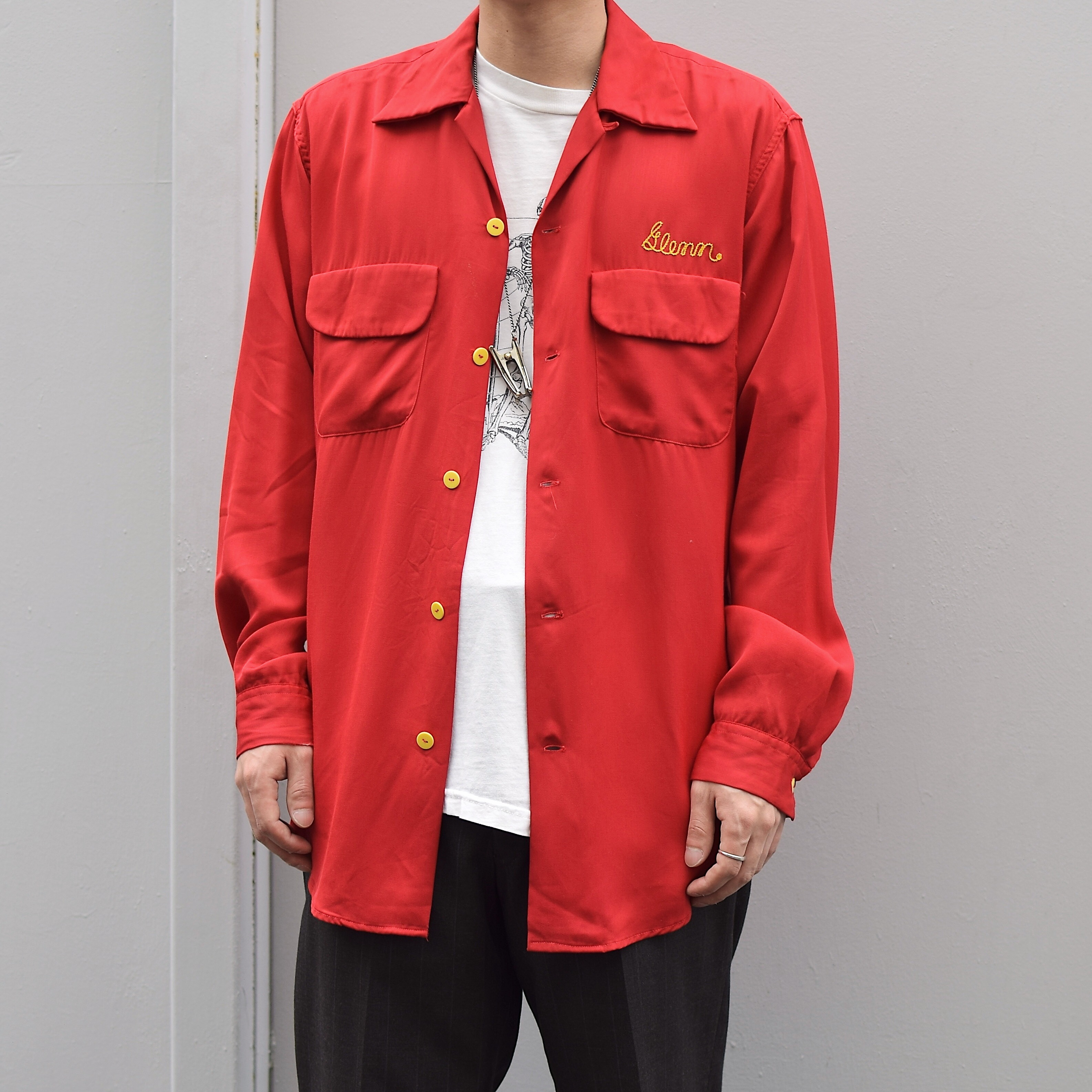 Vintage 50's【The Master Bowler】"Kniffin's CIGAR STORE" Rayon Gabardine Shirt の画像 3