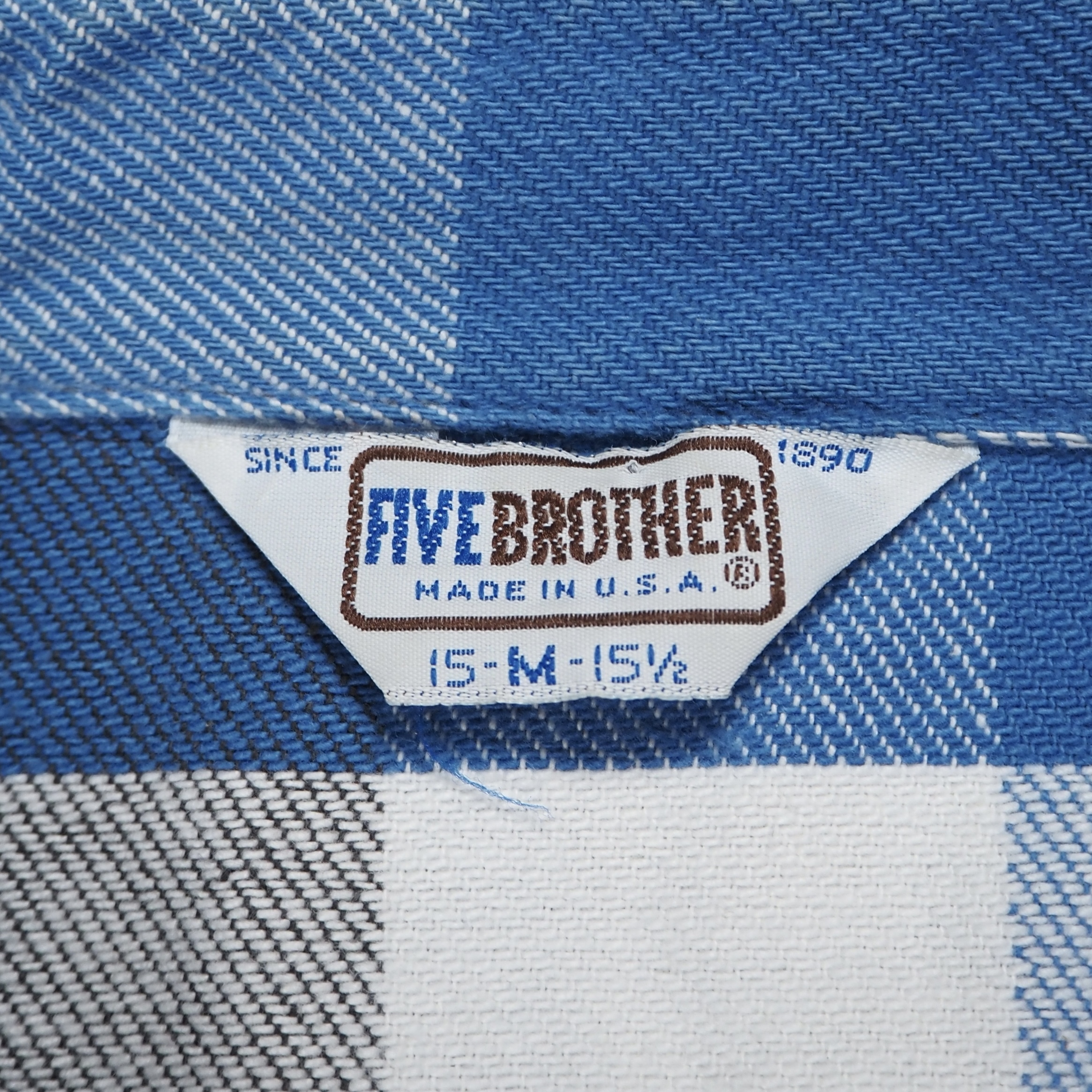 80’s Fivebrother ヘヴィネル Mサイズ ブロックチェック ブルー×ホワイト の画像 9