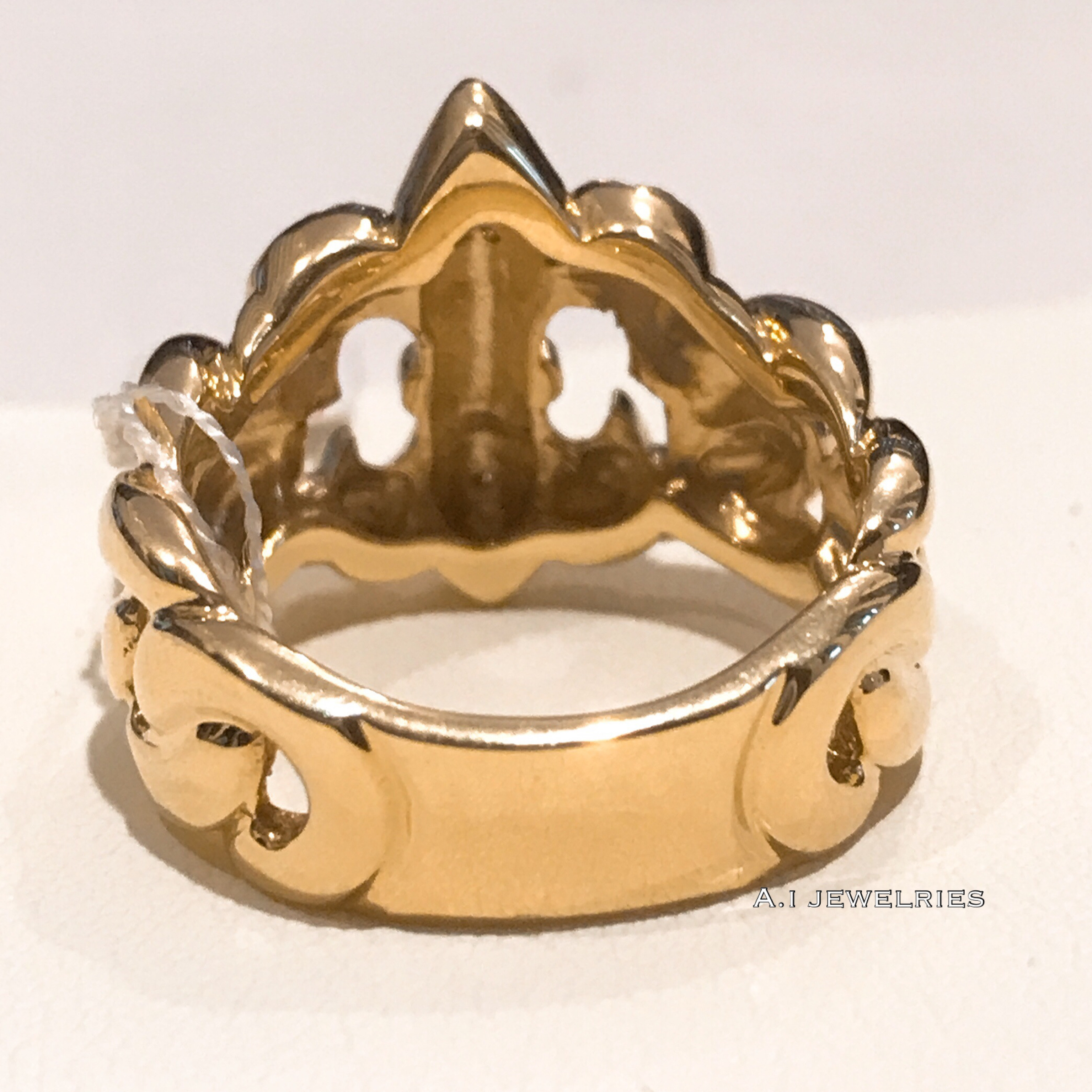 リング 18金 ダイヤ K18 百合 紋章 リング 天然 ダイヤモンド付き メンズ K18 Diamond Ring For Men S A I Jewelries エイアイジュエリーズ