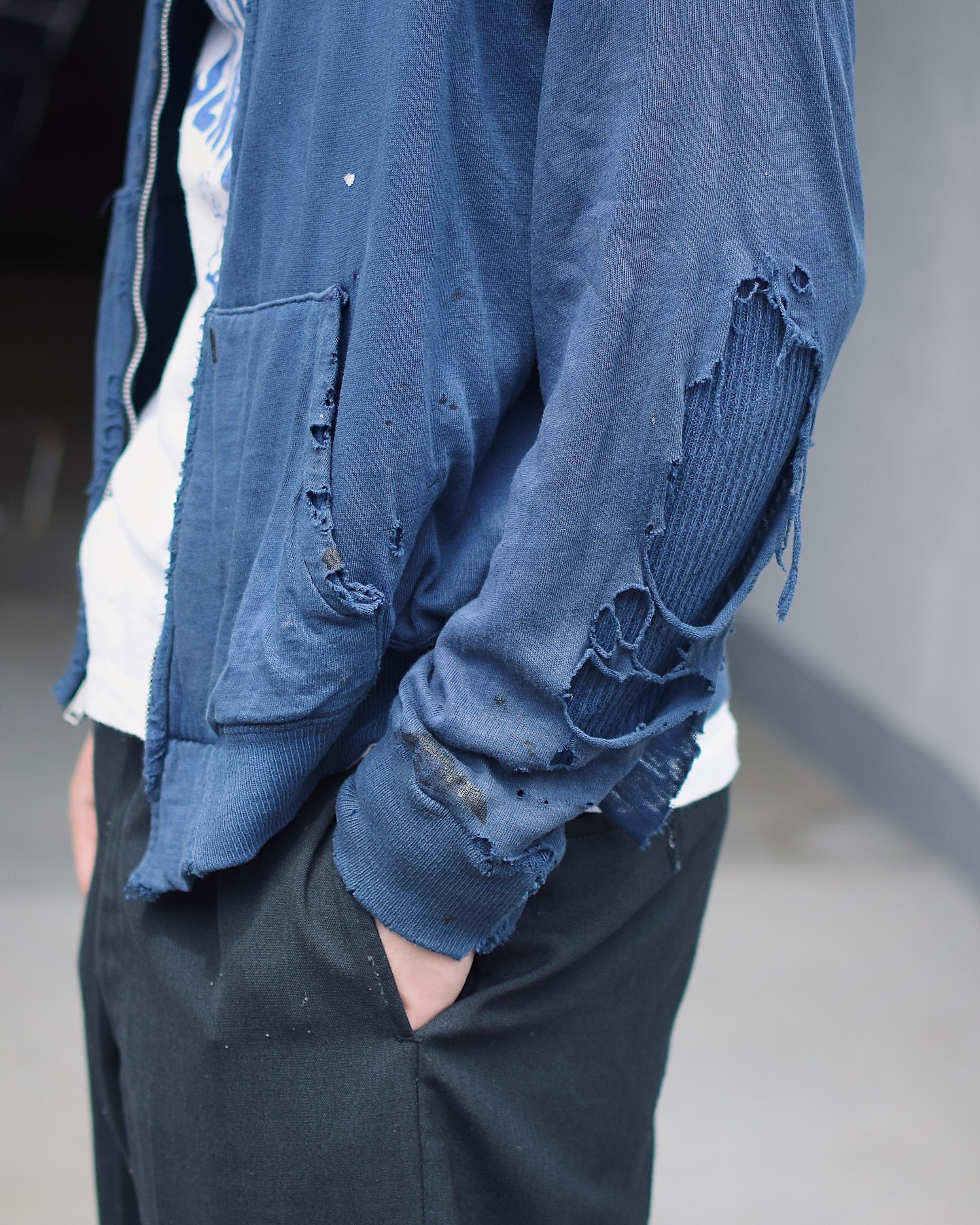 Vintage 60's Grunge Zip-up Thermal Hoodie の画像 5