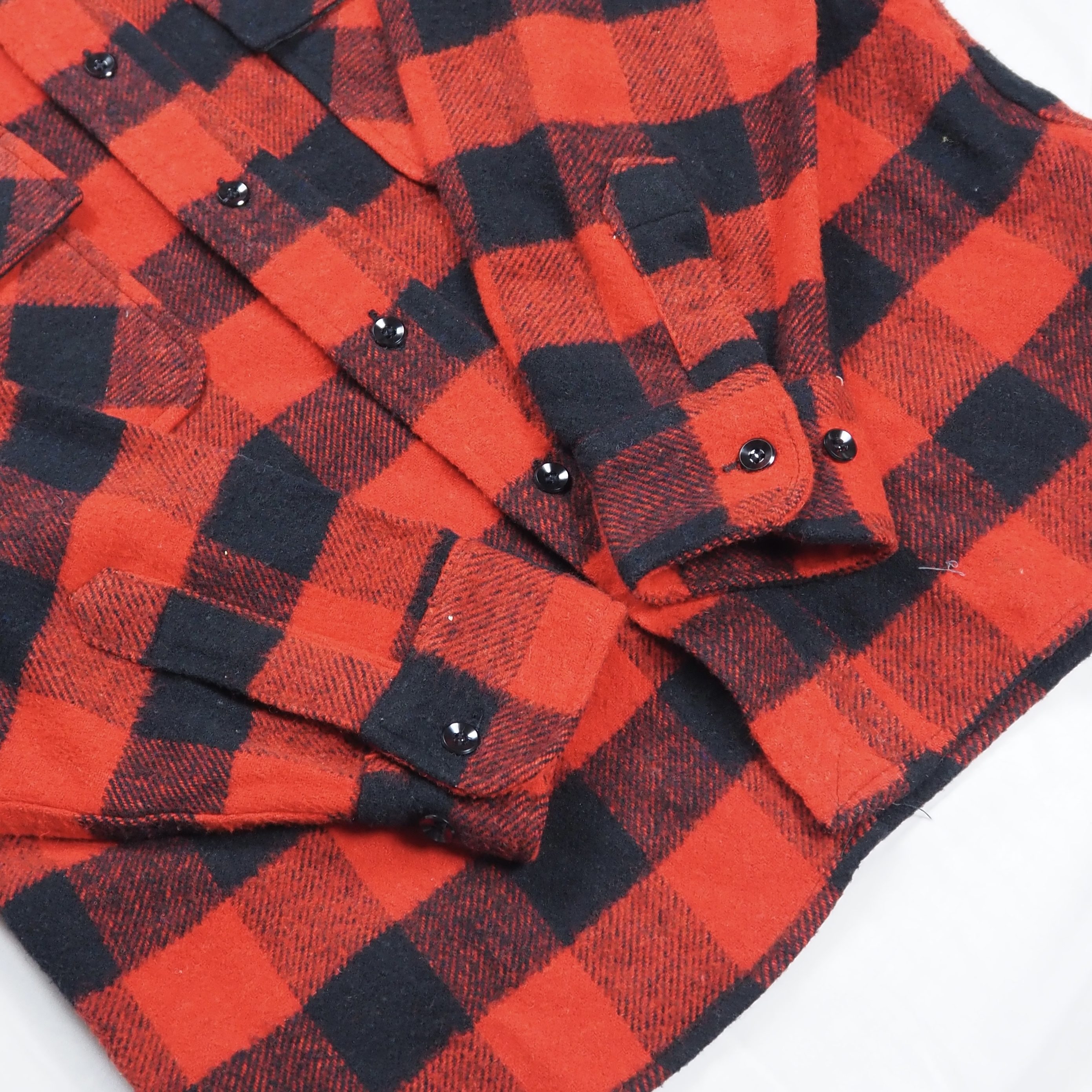 70’s J.C. Penny フランネルシャツ Mサイズ レッド×ブラック ブロックチェック Mサイズ マチ付き オンライン限定商品 の画像 8