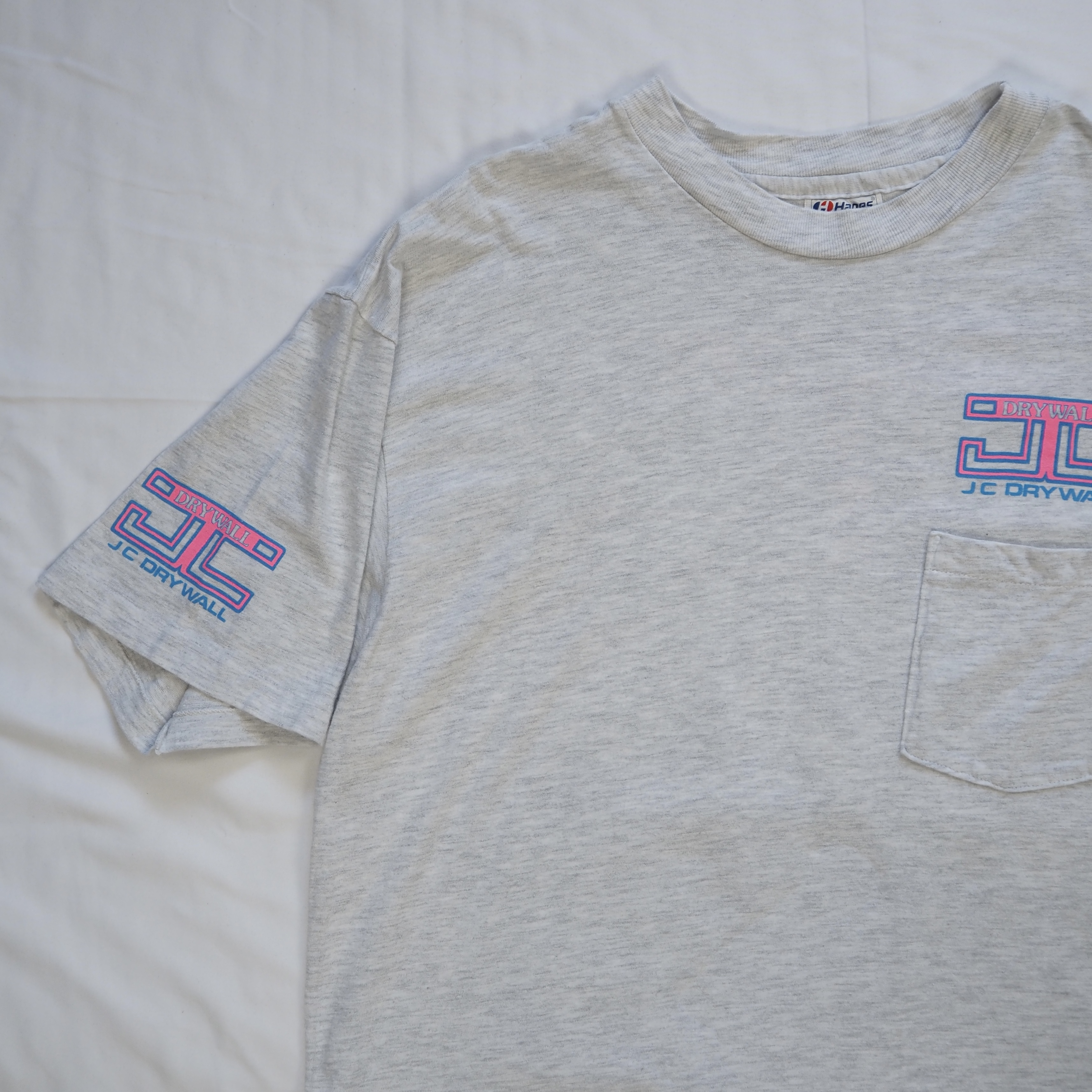 90’s Hanes ワークTシャツ 企業Tシャツ ピンク Lサイズ の画像 11