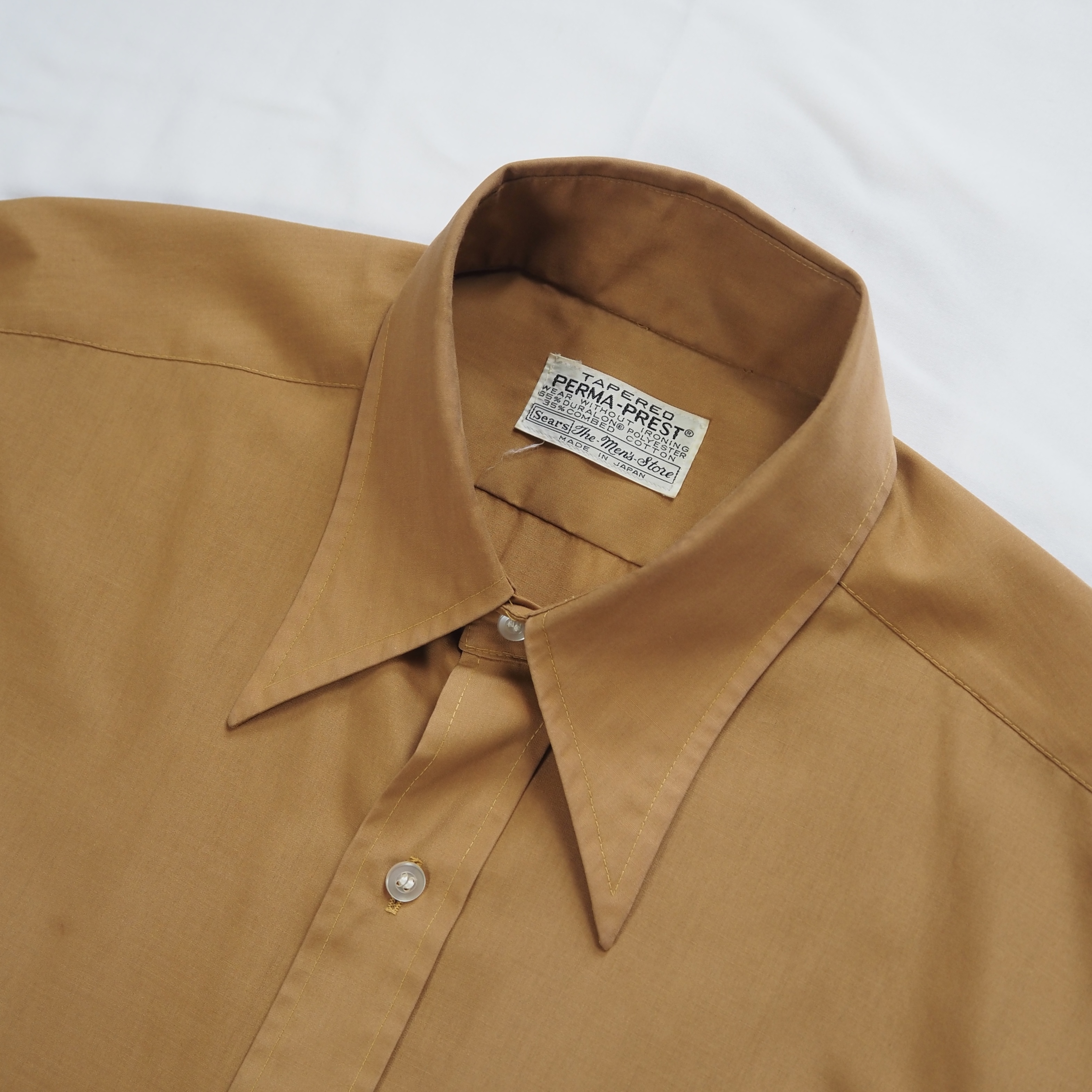 70’s Sears ポリコットンシャツ ブラウン 日本製 の画像 3