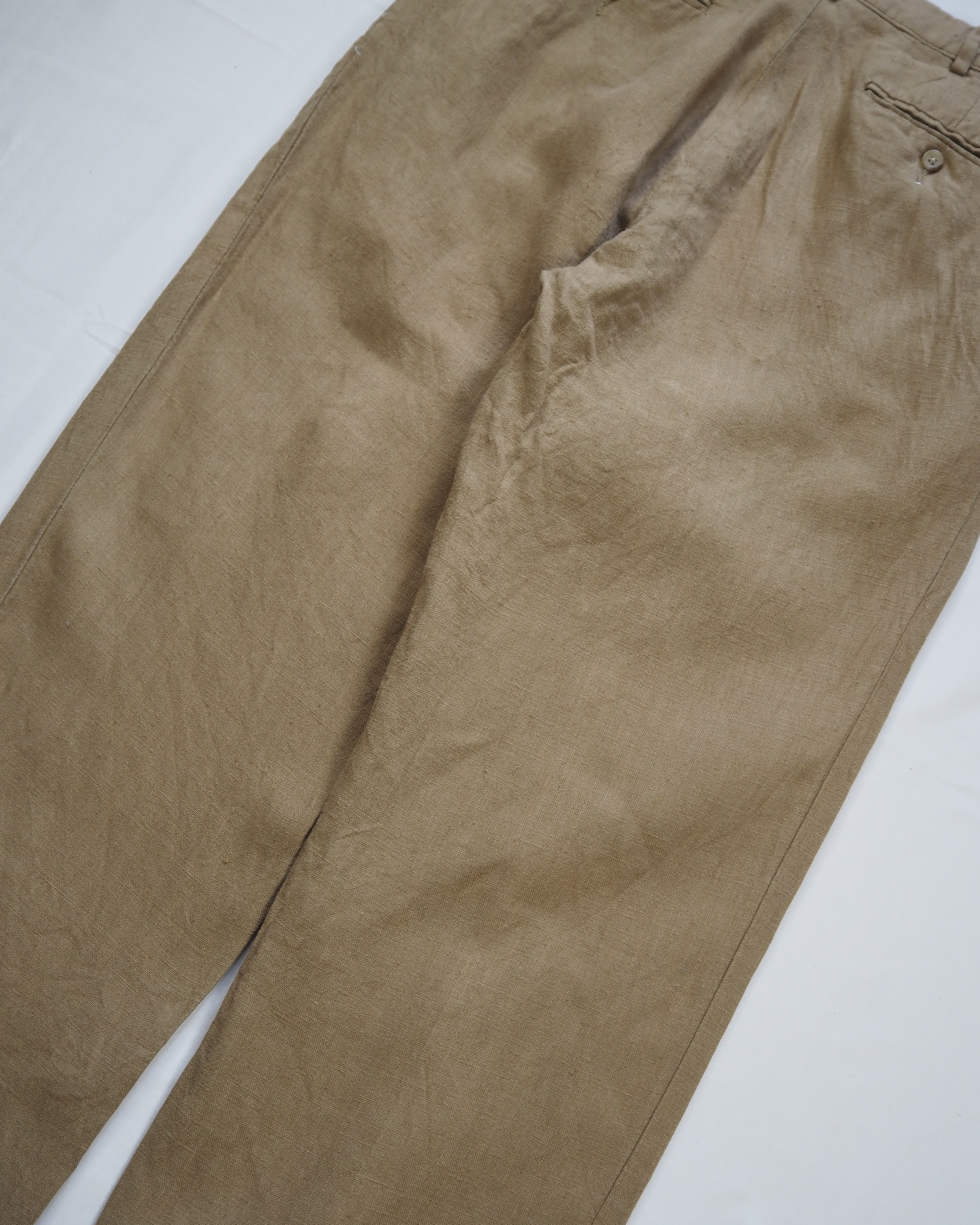 【5/6(水) 20:00入荷】90’s Ralph Lauren リネンスラックス 32×30 ブラウン の画像 15