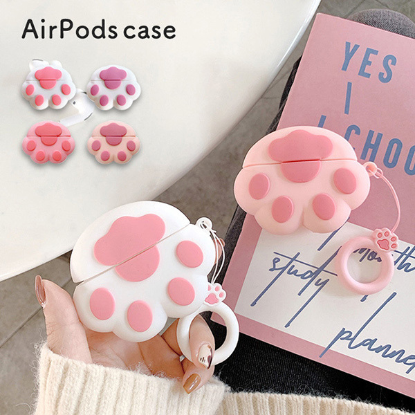 Airpodsケース Airpodsproケース カバー Airpodsカバー Airpods専用ケース 肉球 かわいい 肉球デザイン キュート 傷防止 汚れ防止 フィンガーストラップ付き Seiren2
