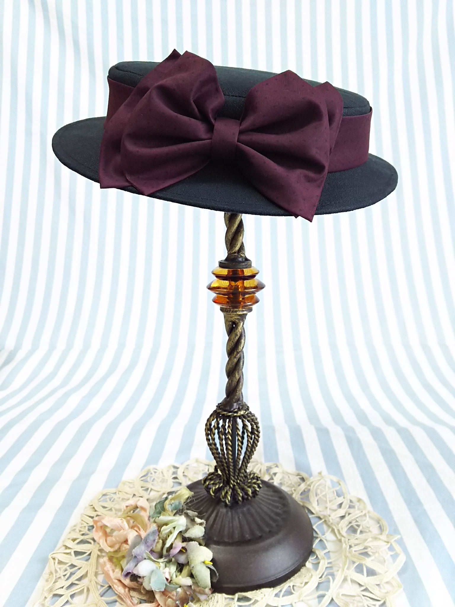 クラシカルミニカンカン帽（ブラックリネン） | アノンハット