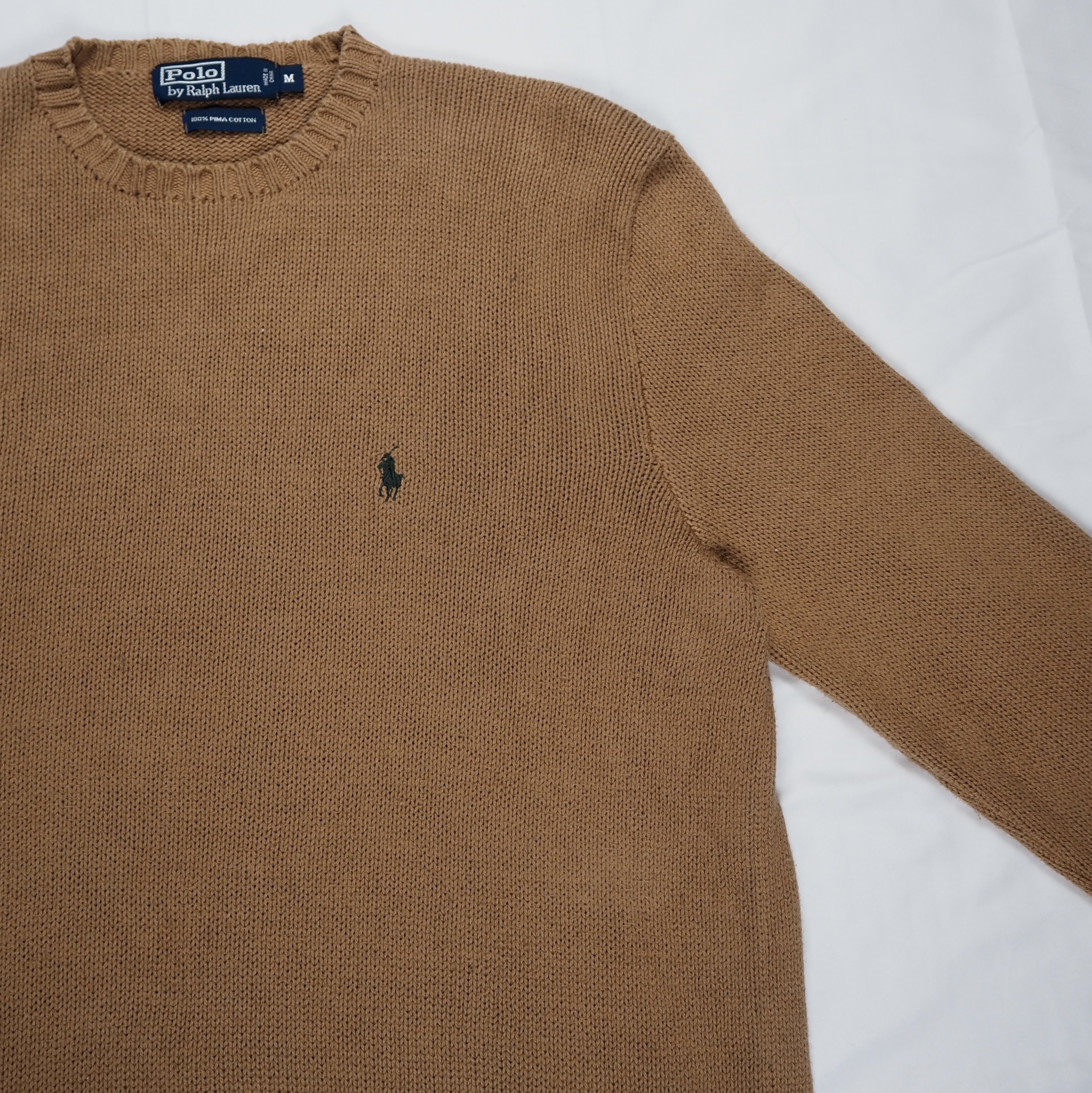 90’s Ralph Lauren ワンポイントコットンニット ブラウン Mサイズ の画像 4