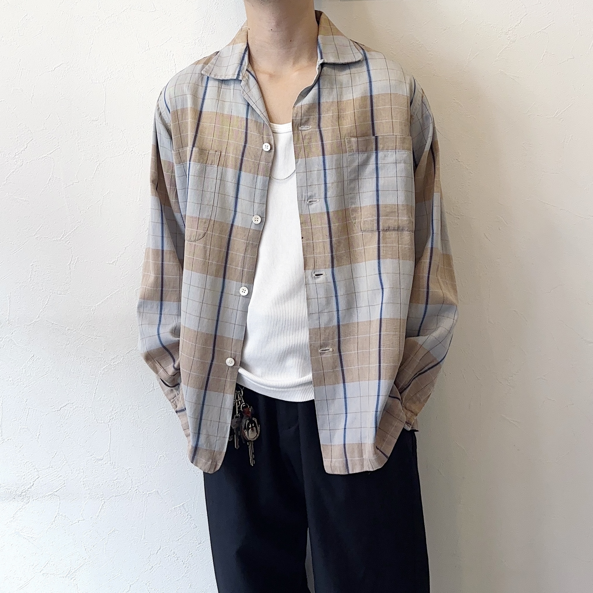 Vintage 50～60's【Sanchez Mola】Open Collar Check Shirt の画像 3
