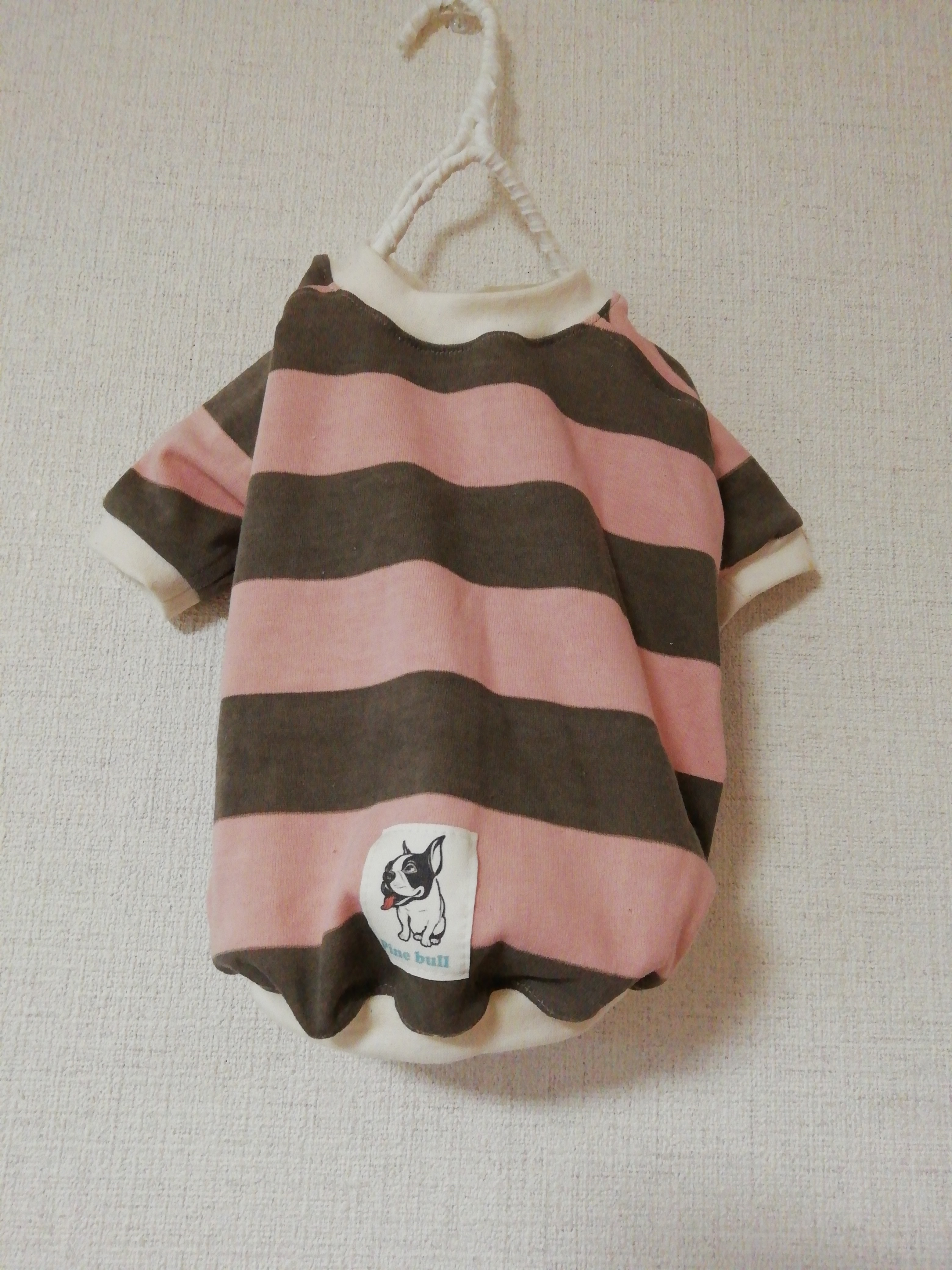 Used太ボーダーロンt Pink X Brown Pine Bull フレンチブルドッグwear 雑貨