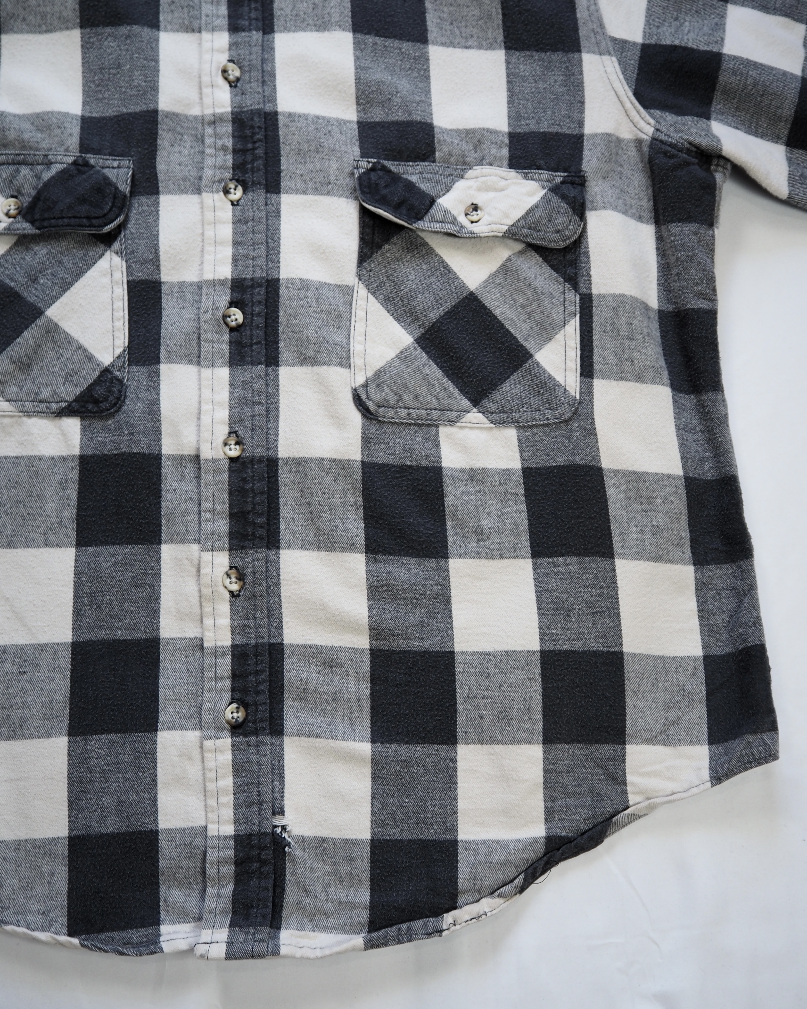 【5/6(水) 20:00入荷】90’s St. John’s Bay フランネルシャツ ブラック×ホワイト の画像 8