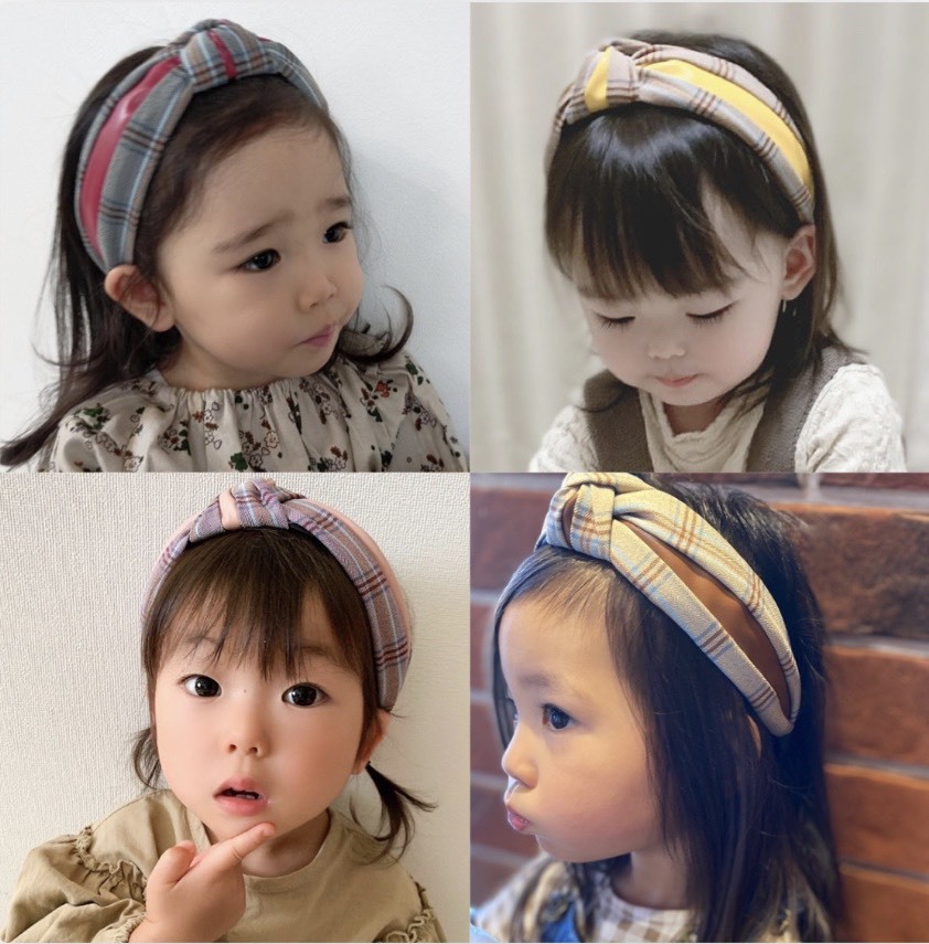 キッズ レディース カチューシャ 女の子 可愛い 秋 キッズ チェック Ayu Select