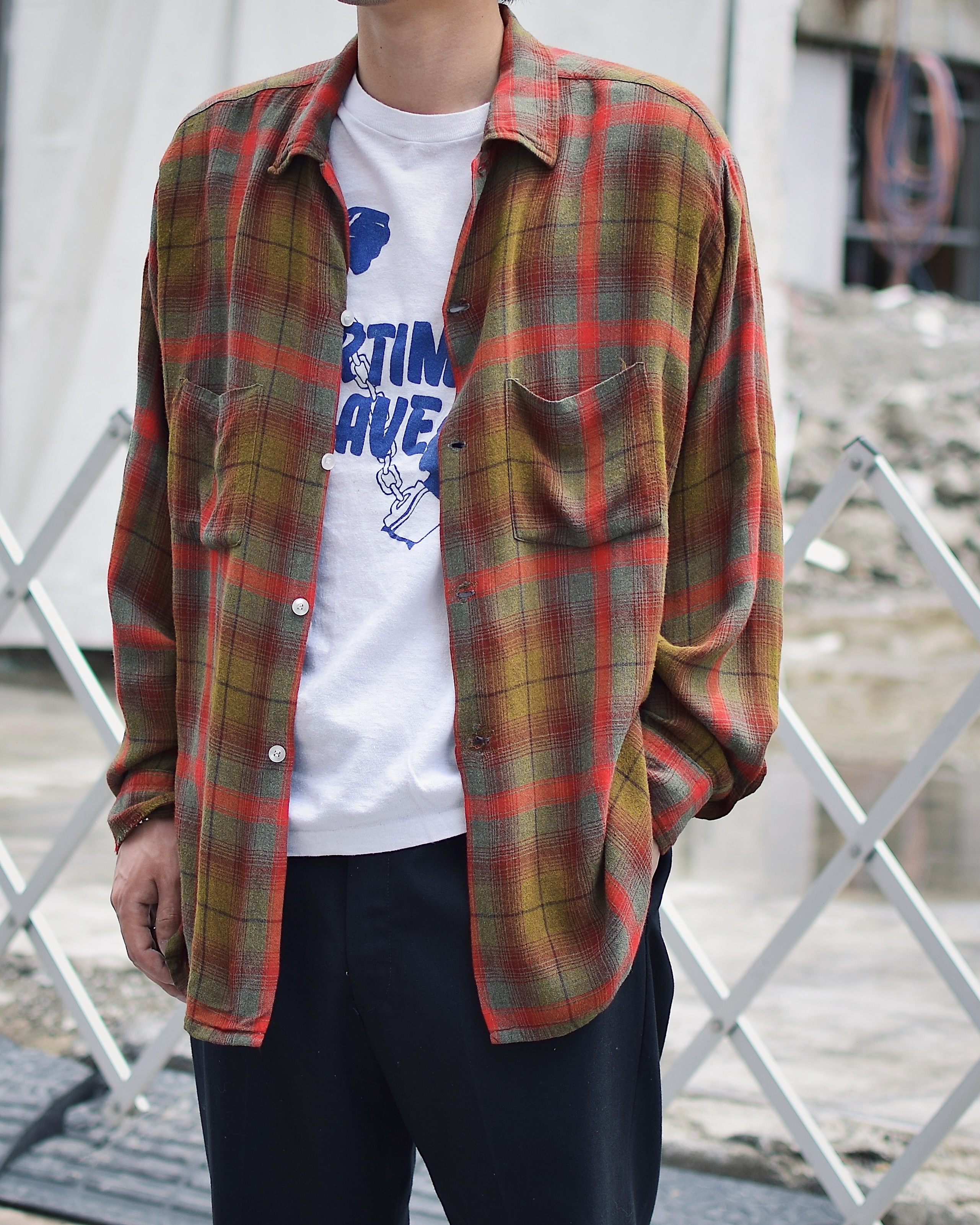Vintage 60's【BRENT】Ombre Check Rayon Shirt の画像 3