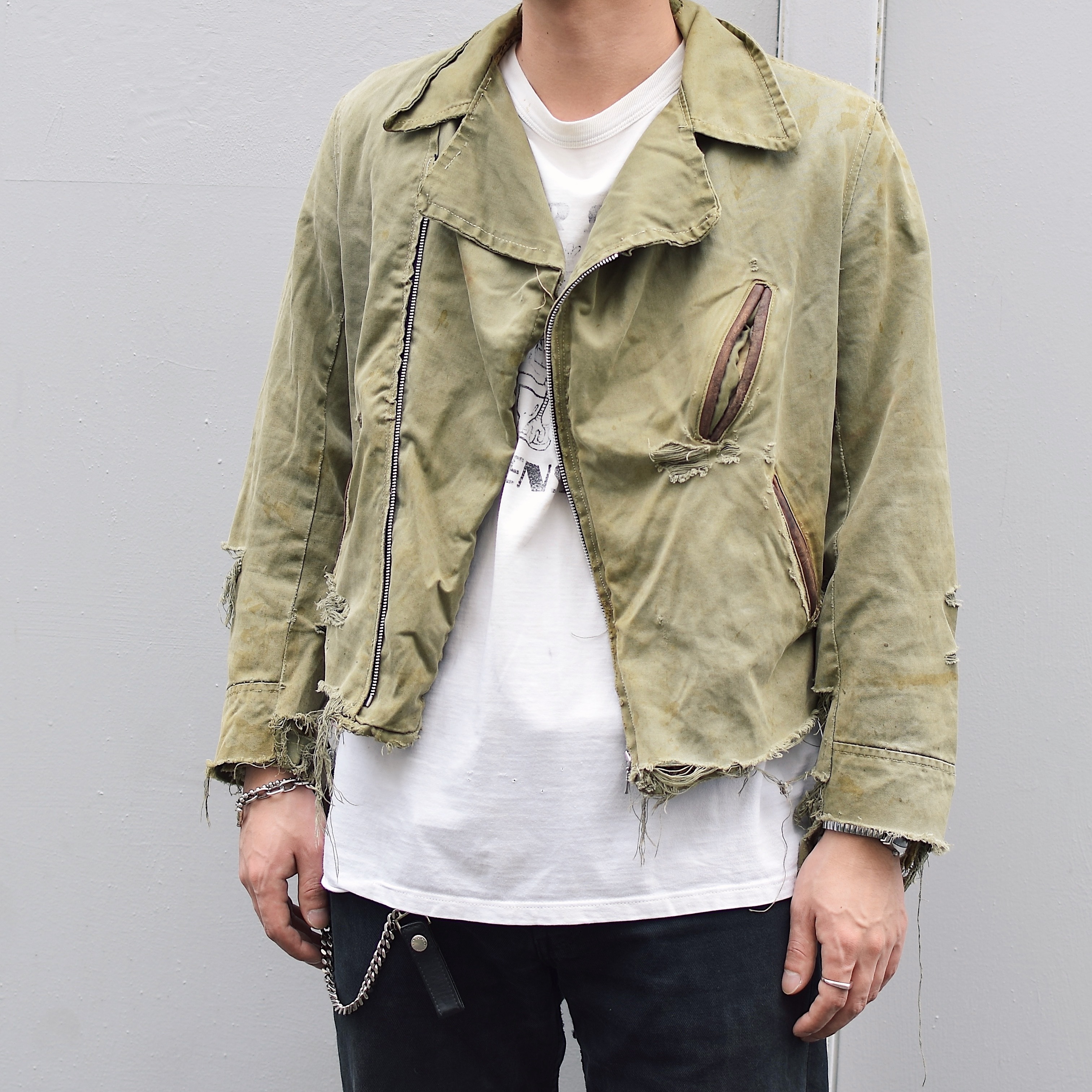 Vintage 40's Grunge Cotton Riders Jacket の画像 3