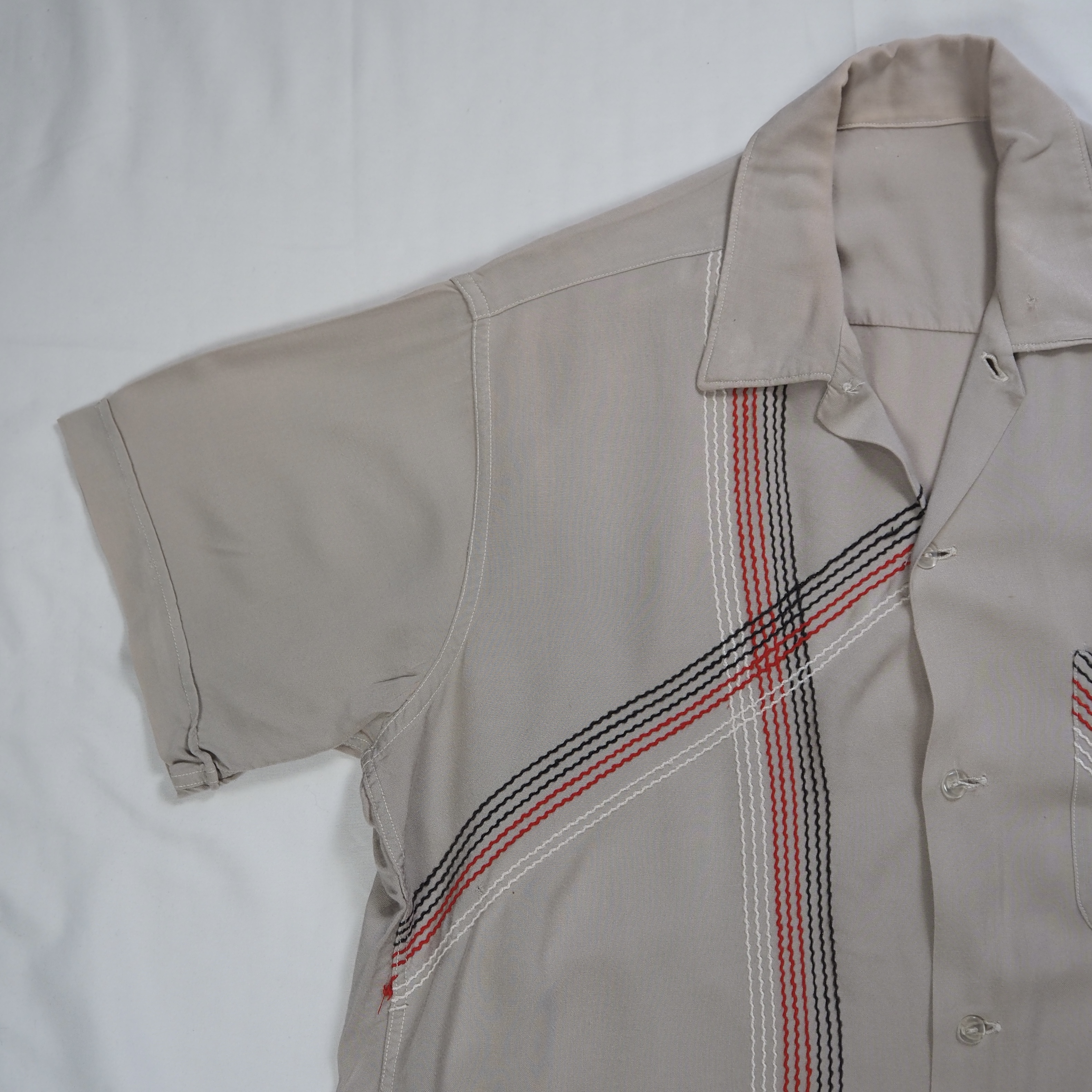 50’s 半袖レーヨンシャツ グレー Mサイズ程度 の画像 5