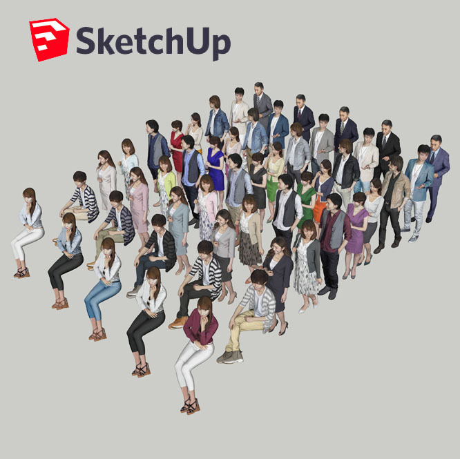 SketchUp素材 3D人物素材-ポーズド 10個セット 002_Posed-set - 画像2