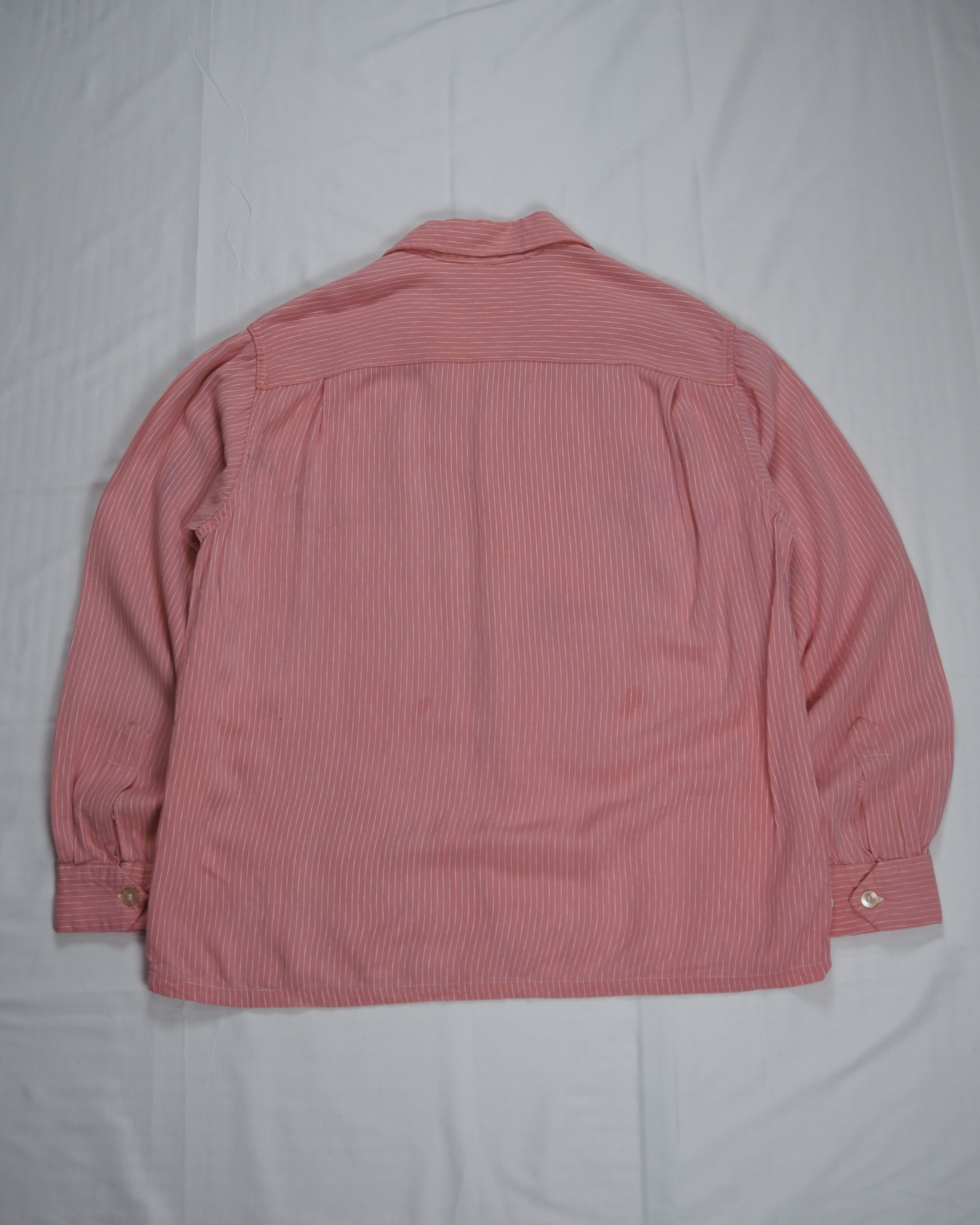 50’s Bill Stern レーヨンシャツ ピンク ストライプ Lサイズ の画像 12