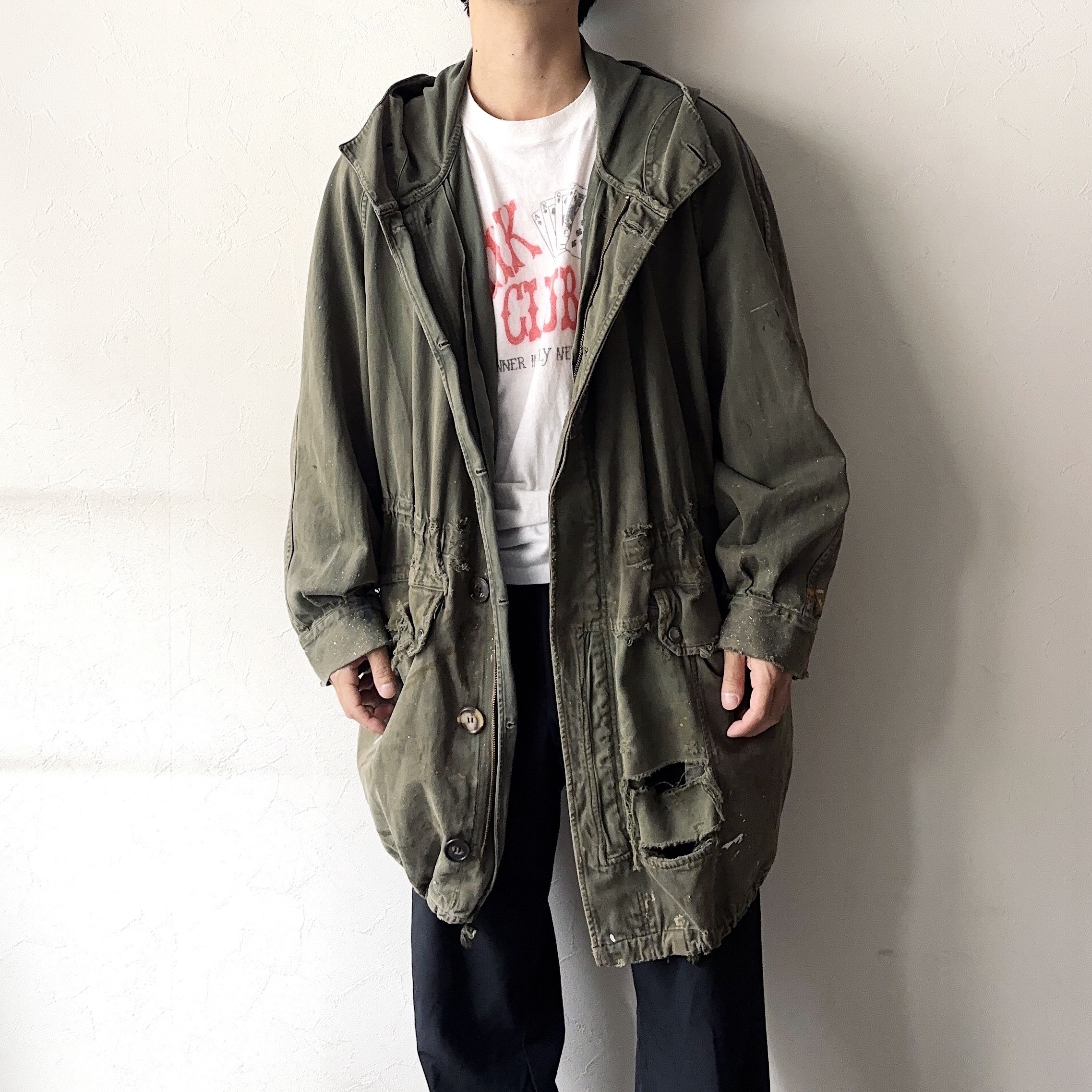 Vintage 70's Grunge French ARMY M-64 Field Hoodie Jacket の画像 3