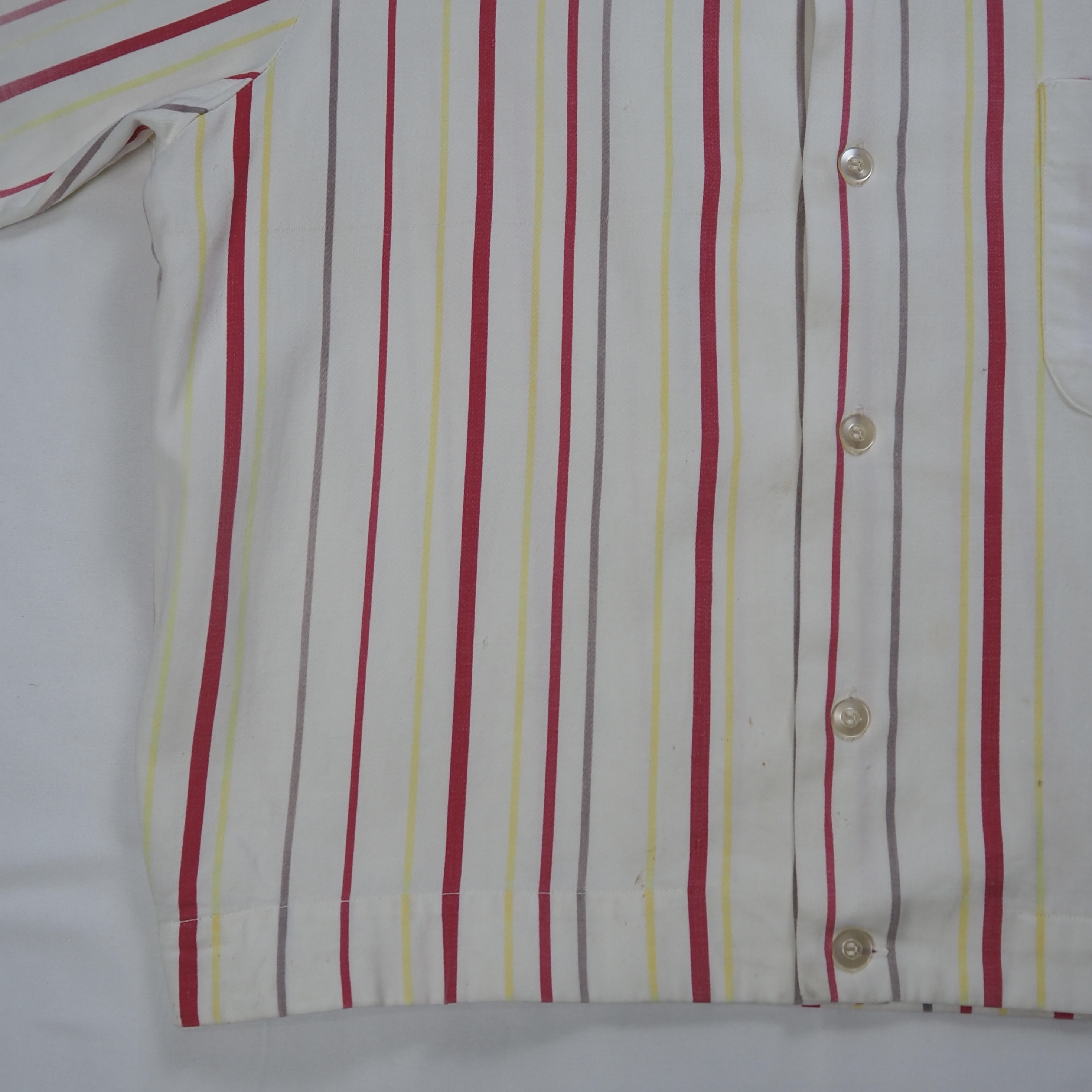 50’s Berma レーヨンシャツ ストライプ ホワイト Mサイズ の画像 5