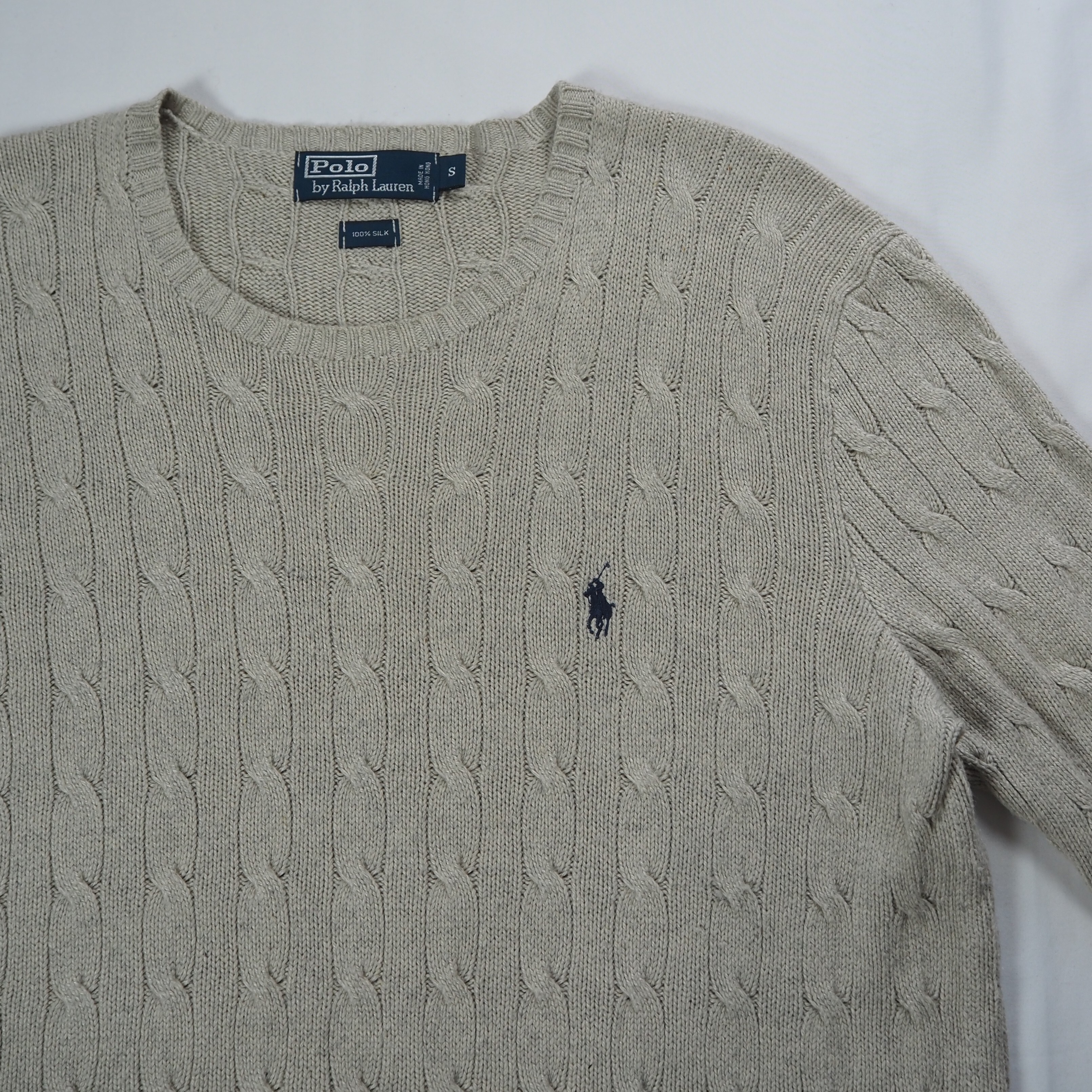 90's Ralph Lauren 100%シルク ケーブルニット Sサイズ の画像 6